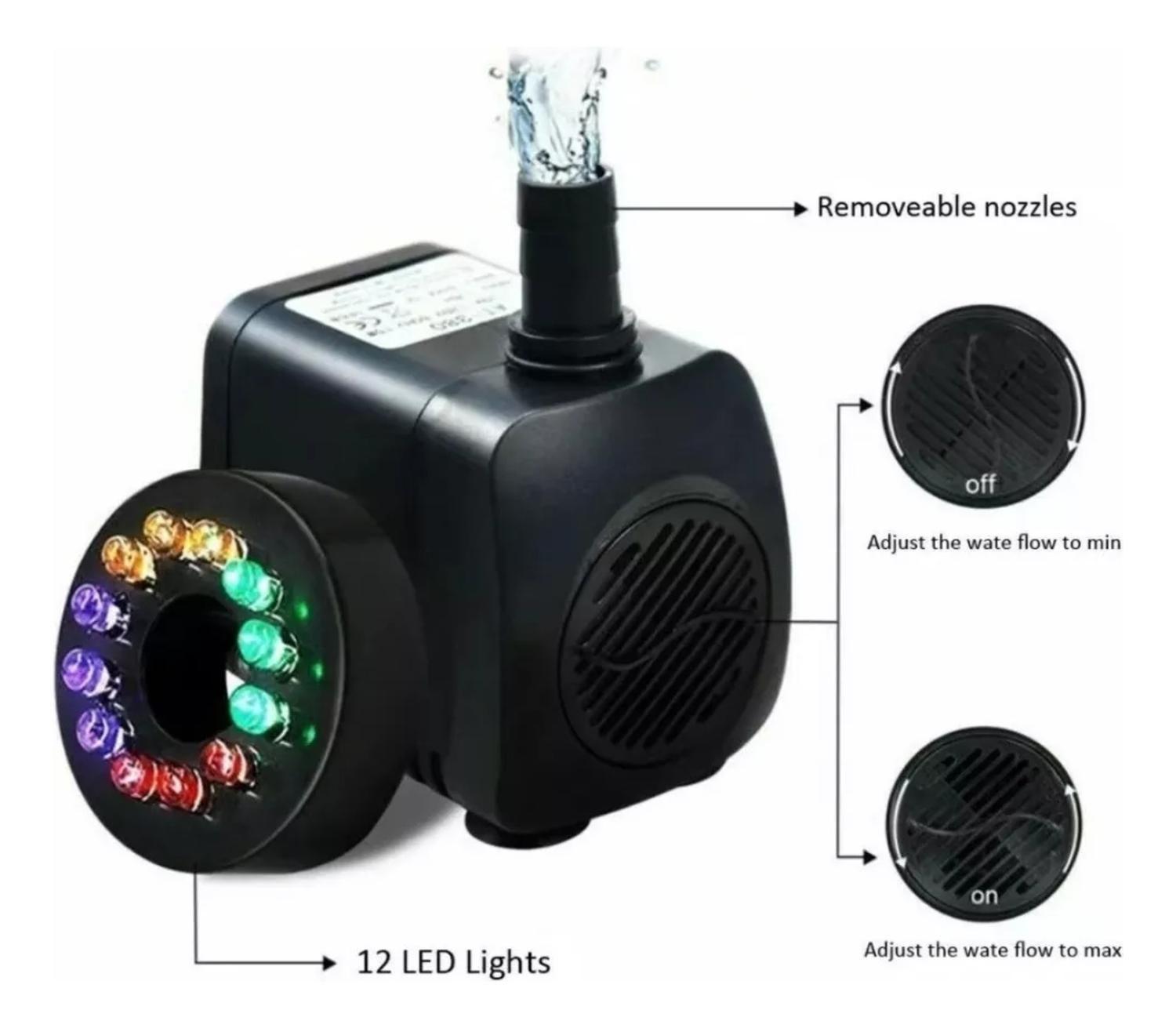 Bomba Agua Pileta Acuario Sumergible 12 Luces Led-2