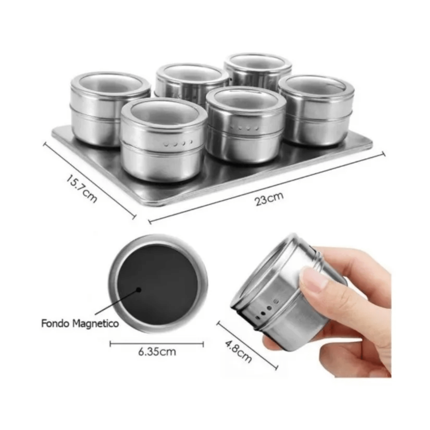 Pack 6 Frascos Especieros Condimentos Organizador Cocina-4