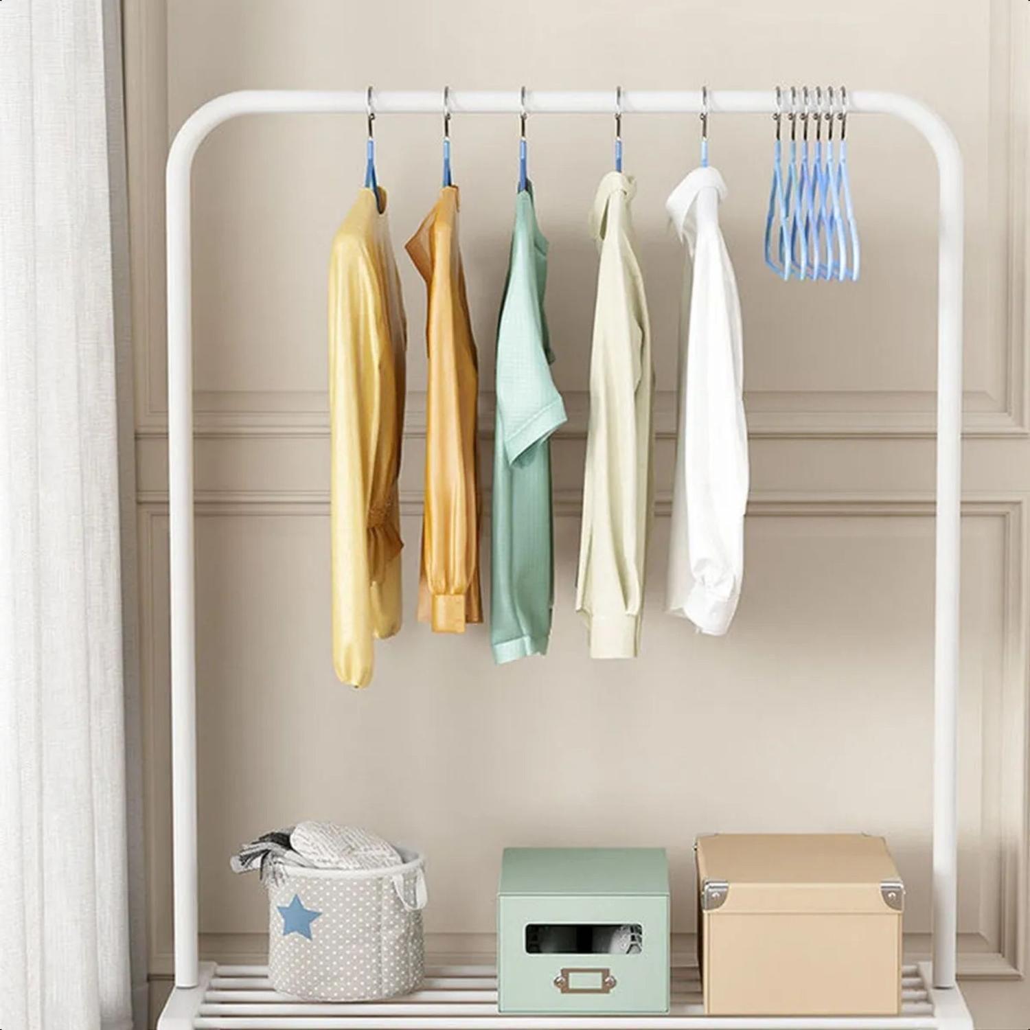 Pack 50 Colgadores Ganchos Ropa Antideslizantes Plástico Azul-4