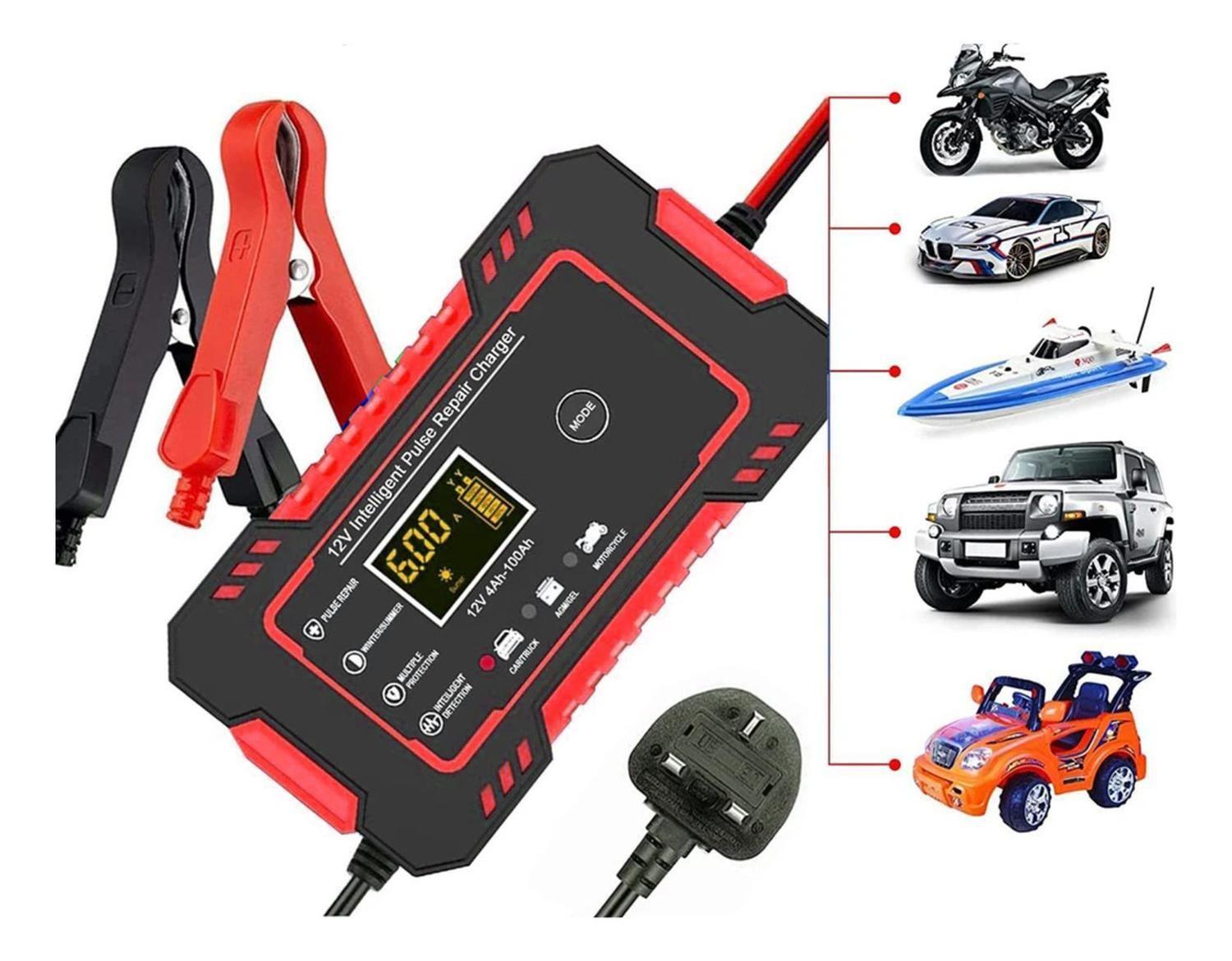 Cargador Batería Automóvil 6 AMP Monitor Carga Inteligente 12 V Rojo-3