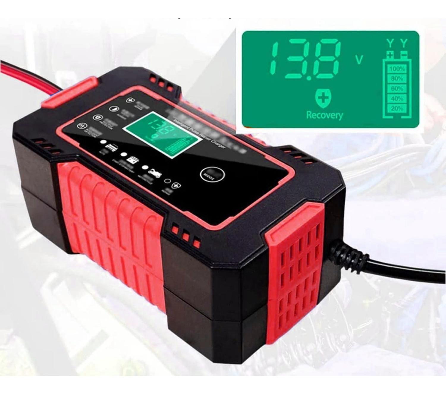 Cargador Batería Automóvil 6 AMP Monitor Carga Inteligente 12 V Rojo-4
