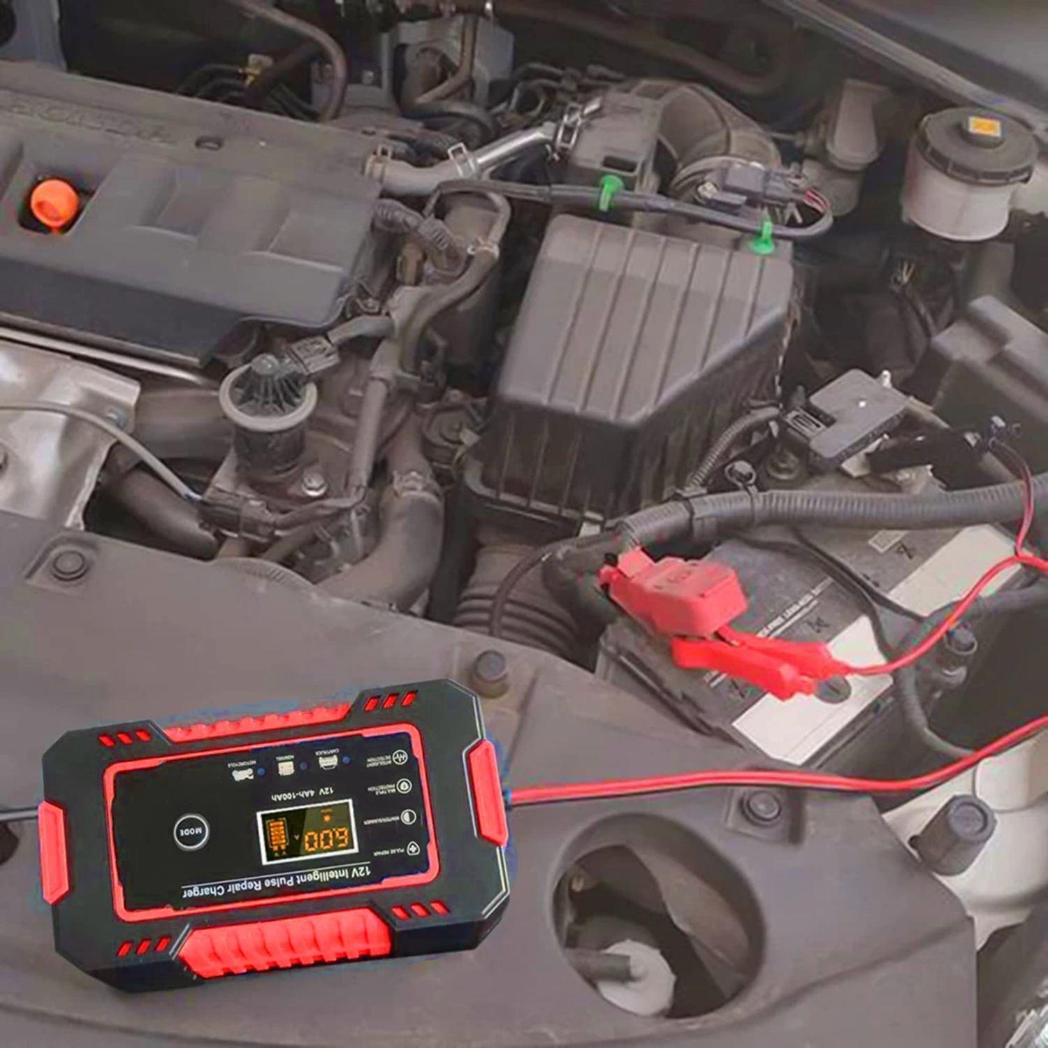 Cargador Batería Automóvil 6 AMP Monitor Carga Inteligente 12 V Rojo-5
