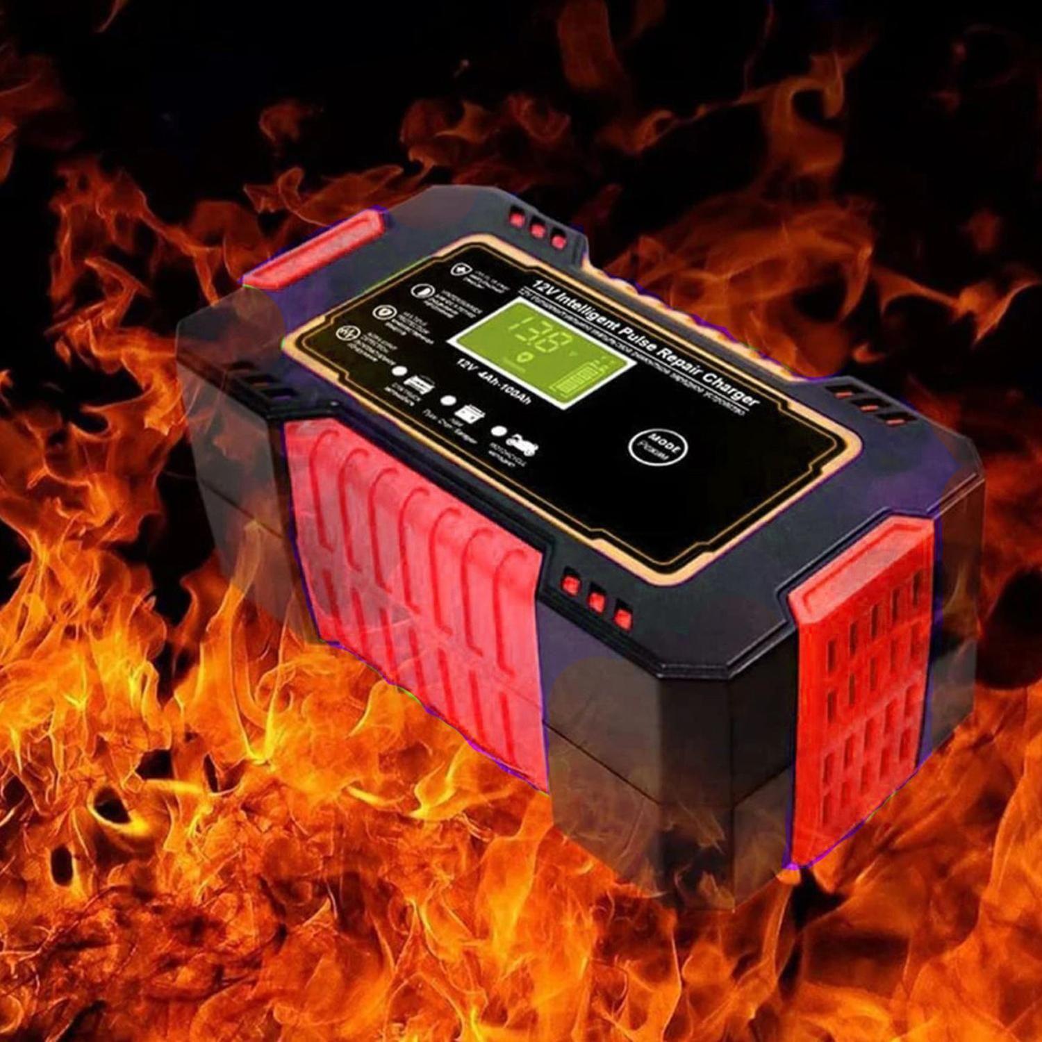 Cargador Batería Automóvil 6 AMP Monitor Carga Inteligente 12 V Rojo-6