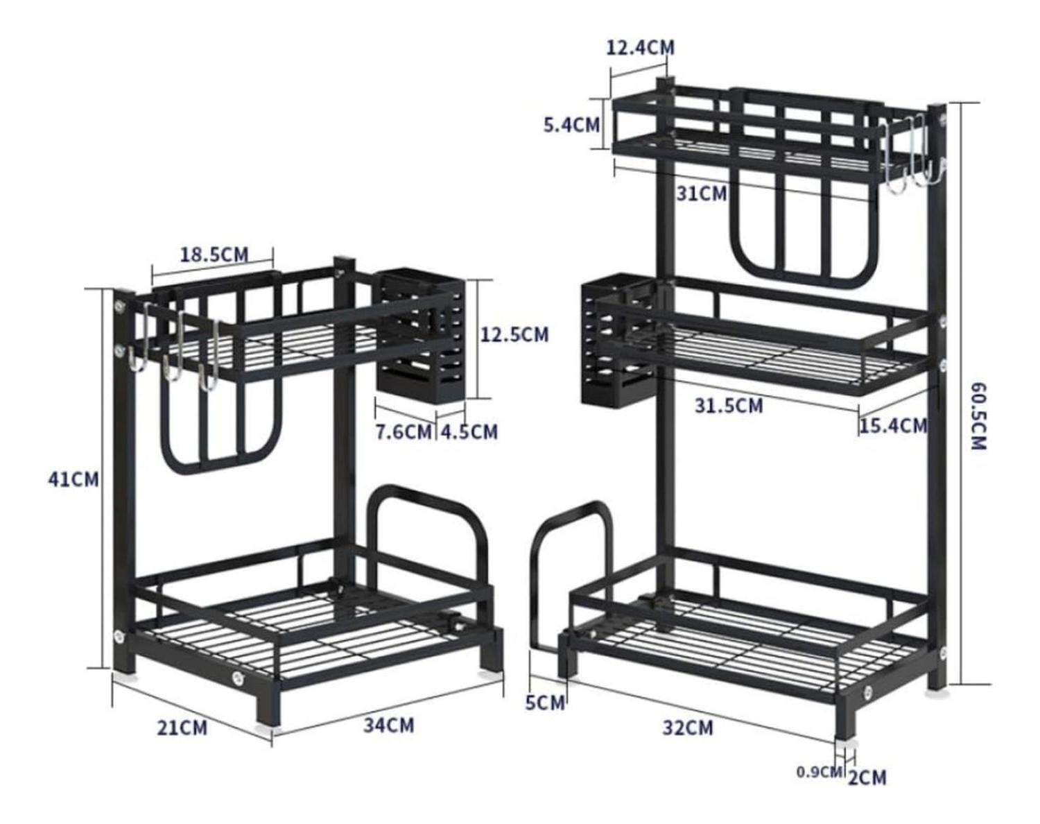 Organizador 3 Niveles Metálico Cocina Negro-2