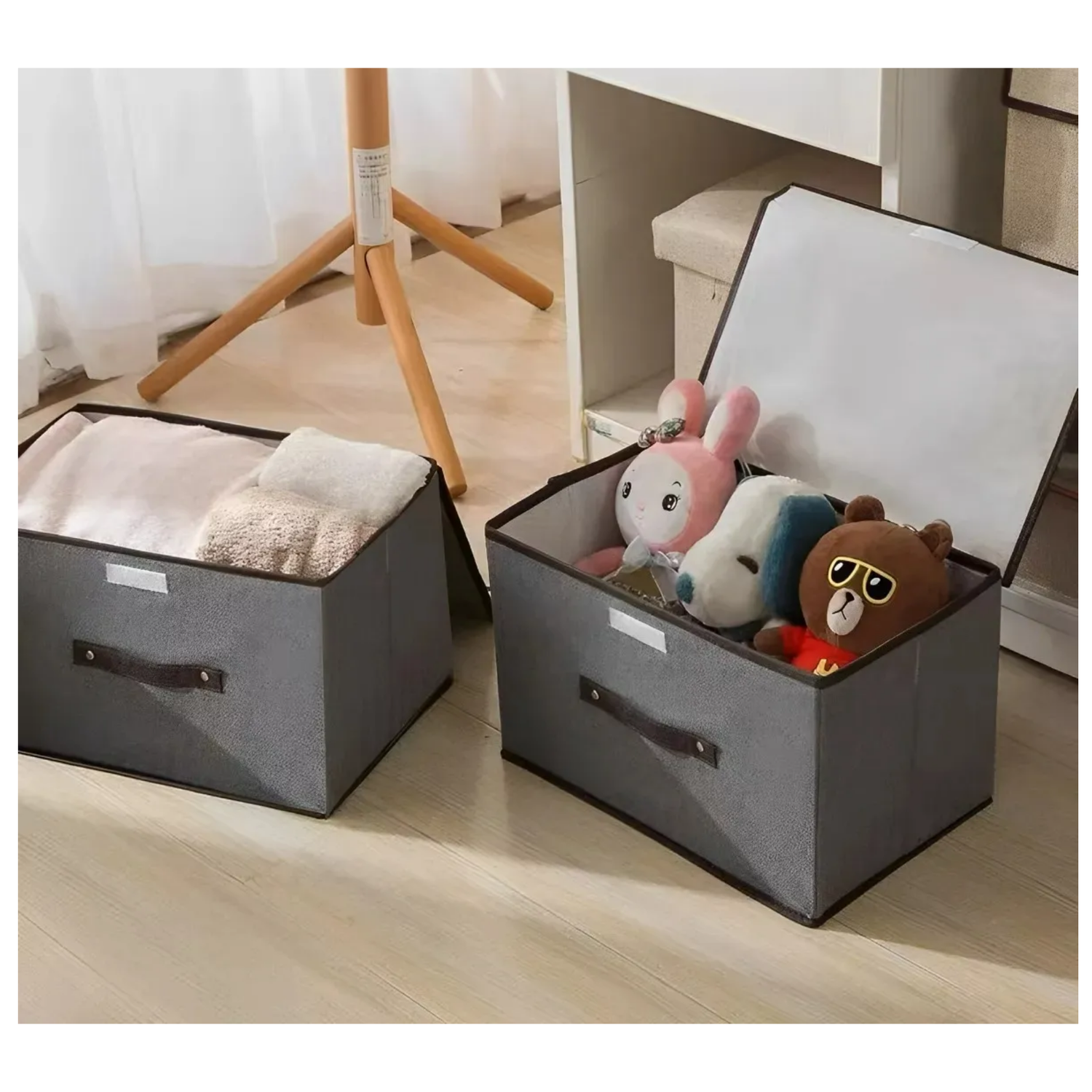 Pack 6 Unidades Cajas Organizadoras Plegables 36x23x24 CM Gris-3