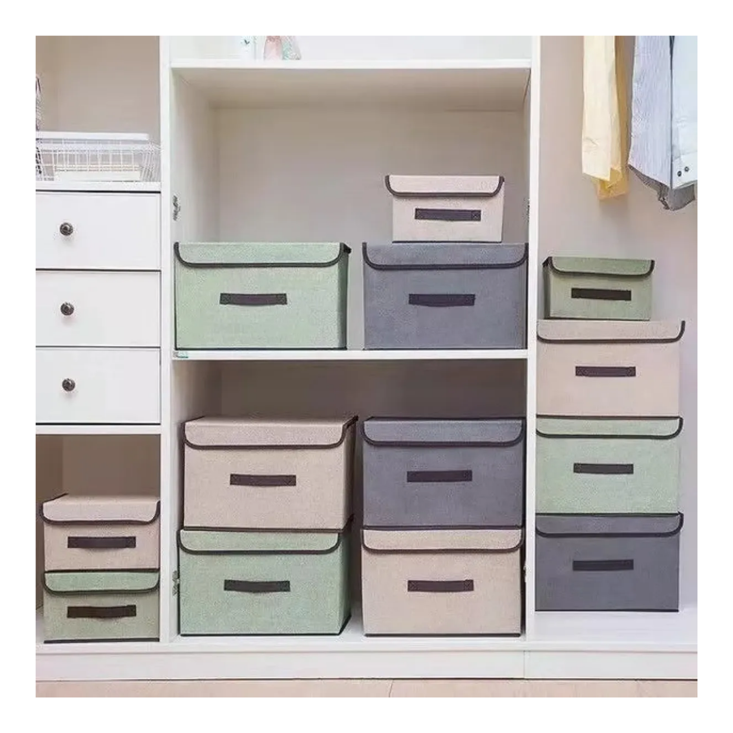 Pack 6 Unidades Cajas Organizadoras Plegables 36x23x24 CM Gris-5