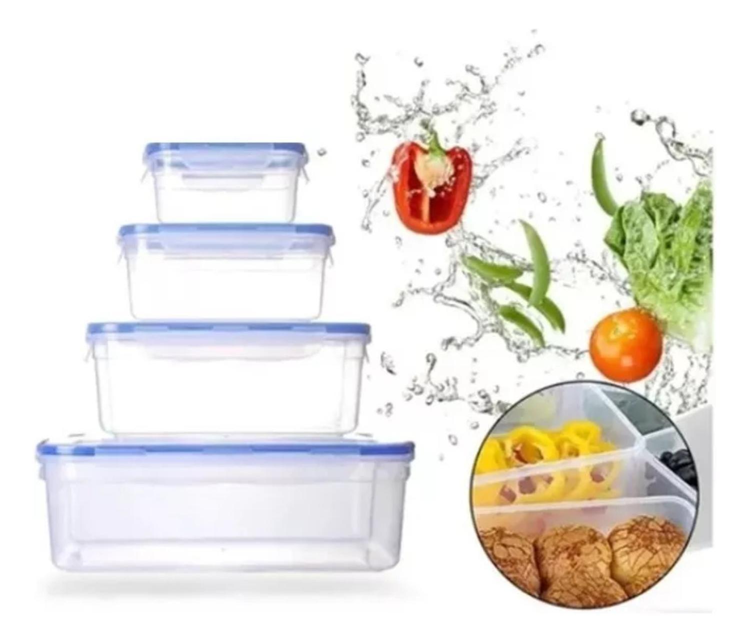 Set 4 Tupper Herméticos Alimentos Plástico Rojo-2