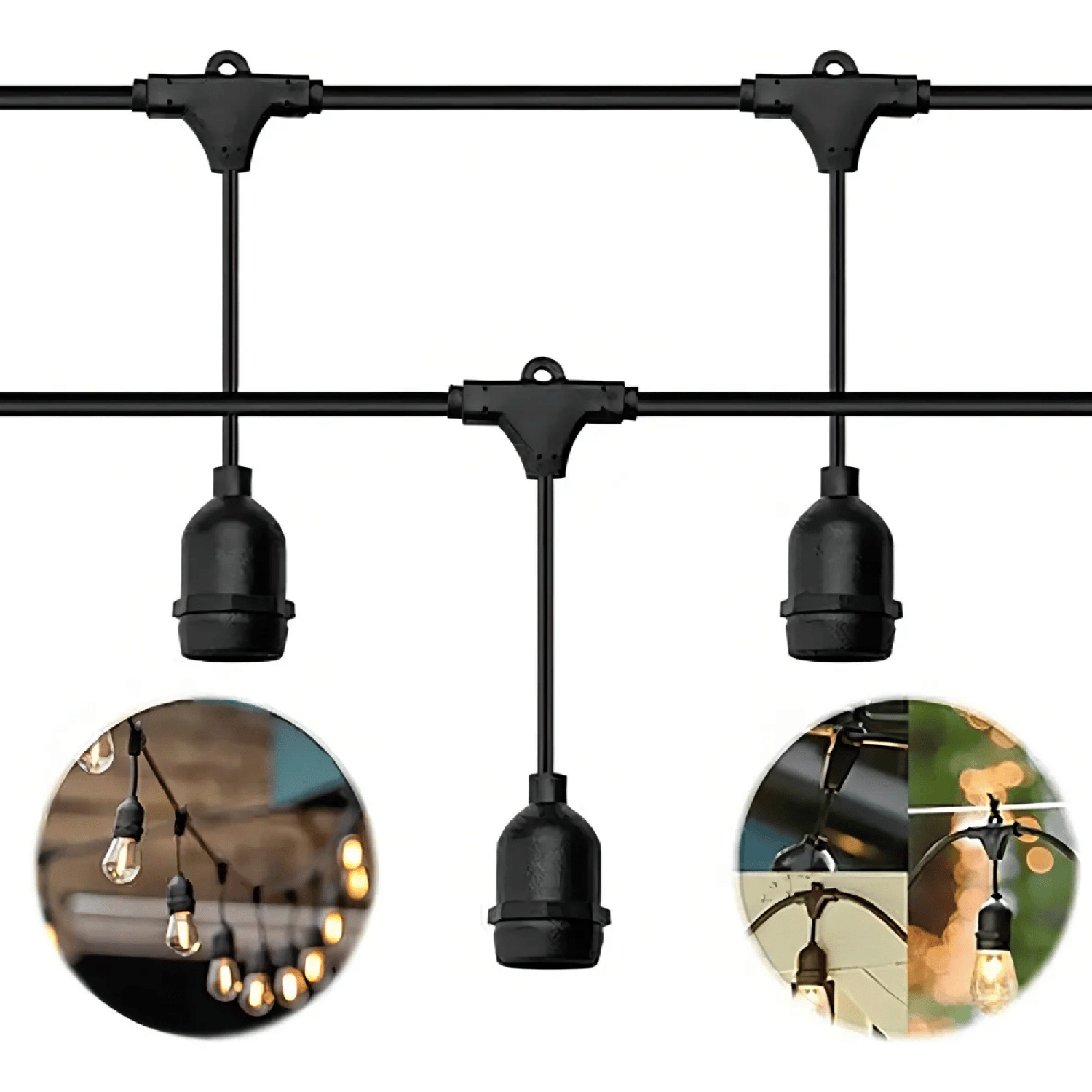 Guirnalda LED Exterior Soquete E27 20 MTS 220 Watt Negro-4