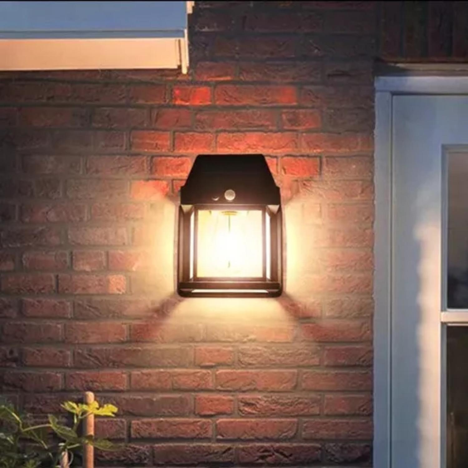 Farol Foco Solar Pared Sensor Movimiento 3.2 V Luz Cálida Negro-2
