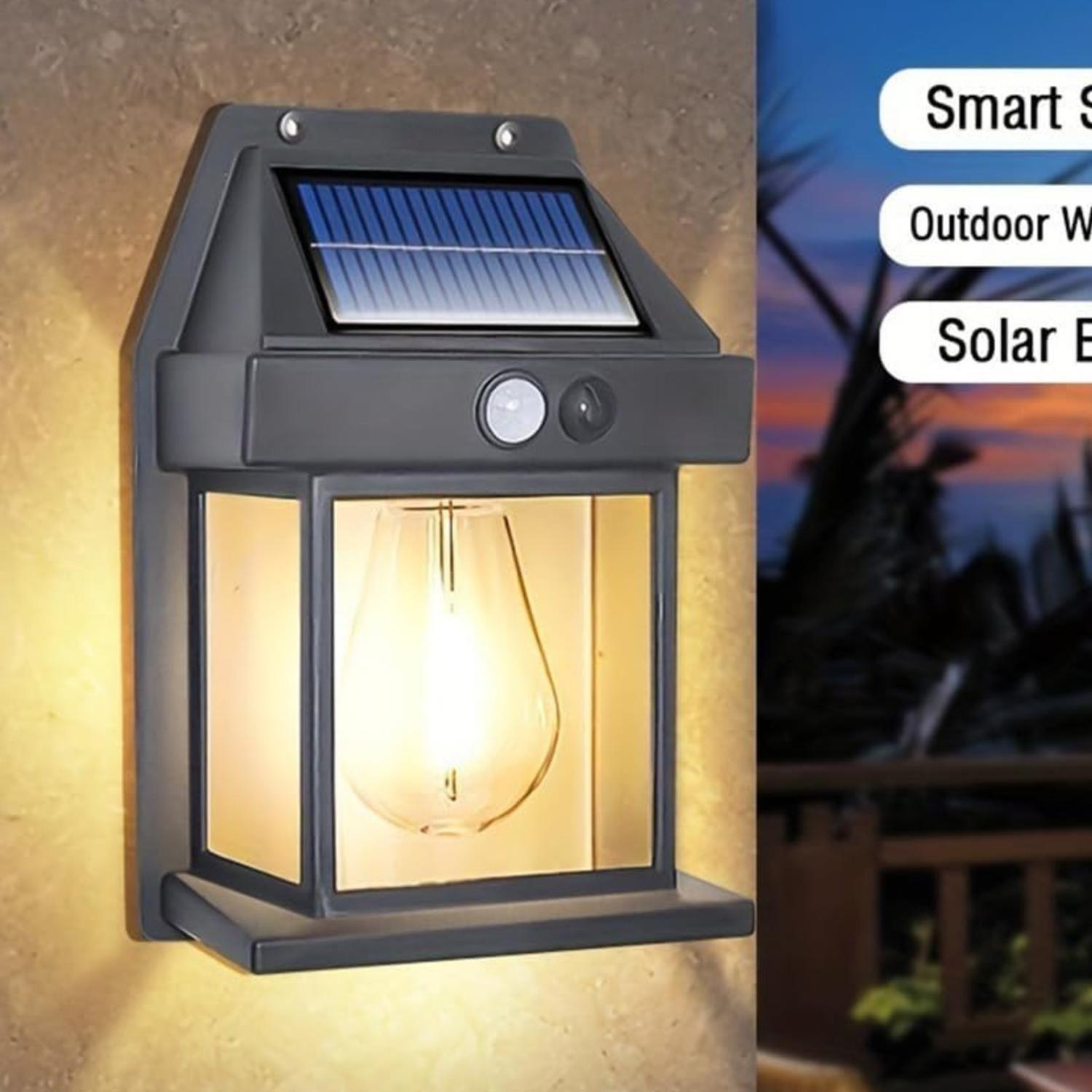 Farol Foco Solar Pared Sensor Movimiento 3.2 V Luz Cálida Negro-3