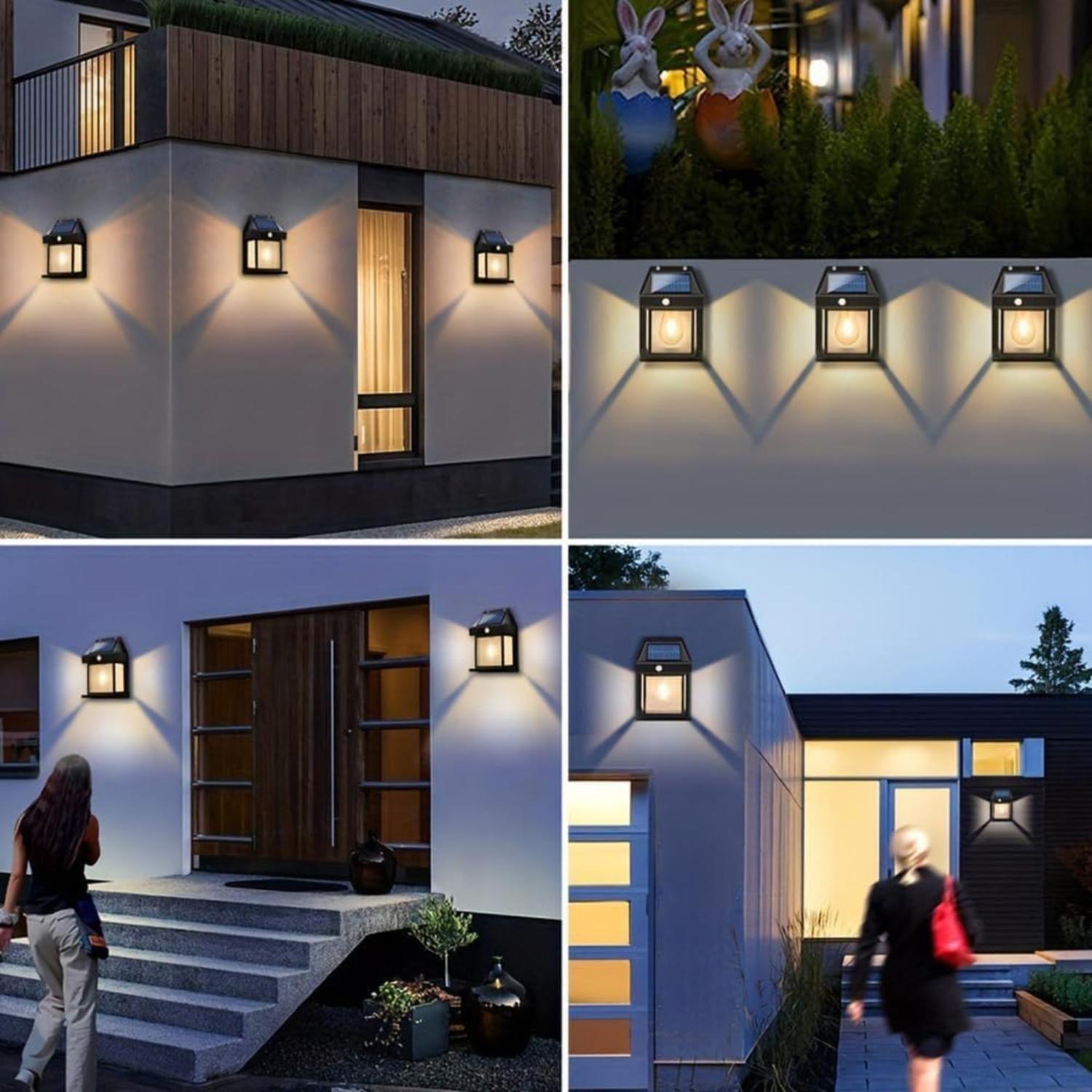 Farol Foco Solar Pared Sensor Movimiento 3.2 V Luz Cálida Negro-4