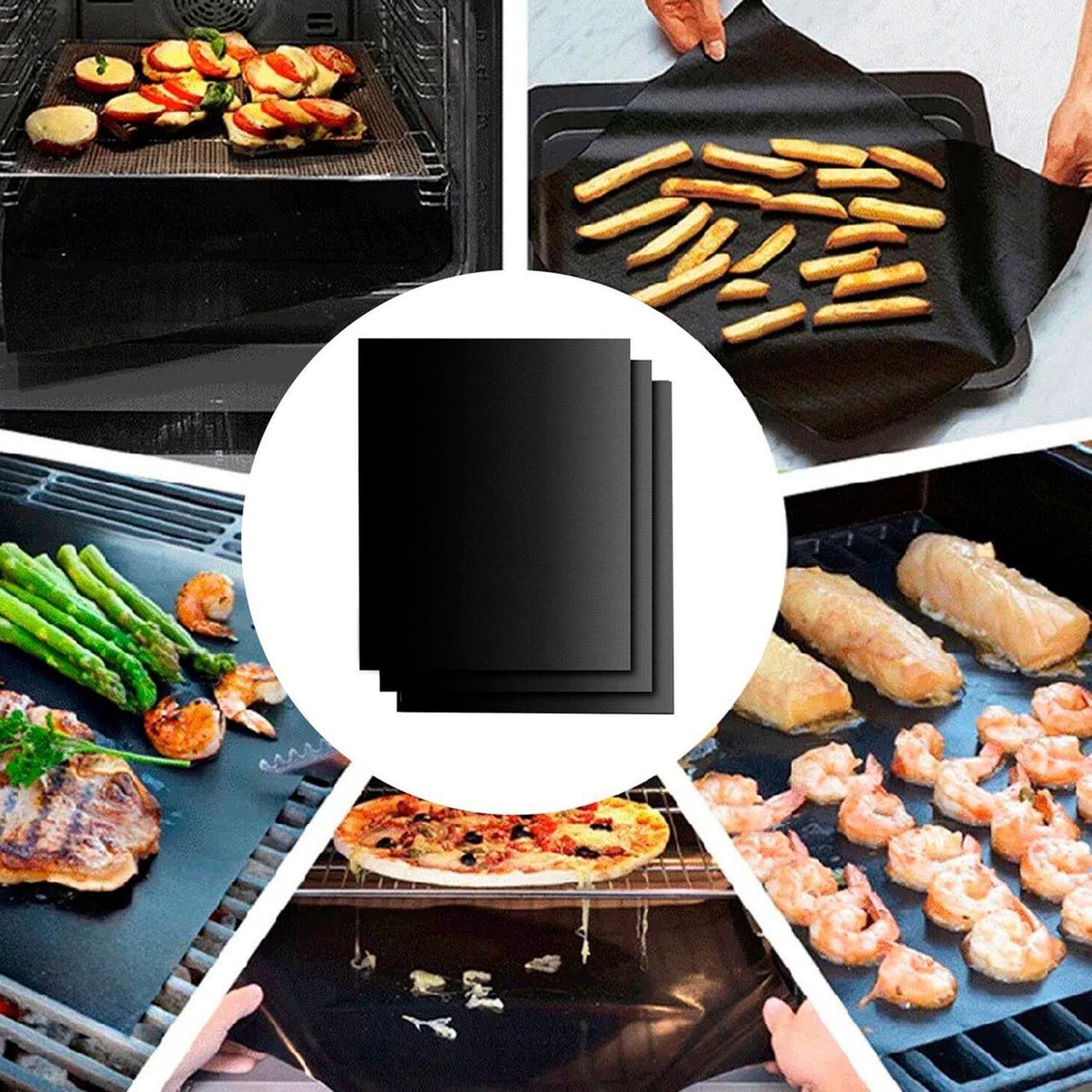 Set 2 Láminas Antiadherente Parrillas Reutilizable Negro-4