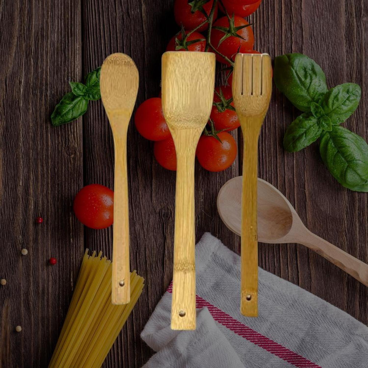 Set Utensilios 3 Piezas Bambú Cocina Antiadherente-4