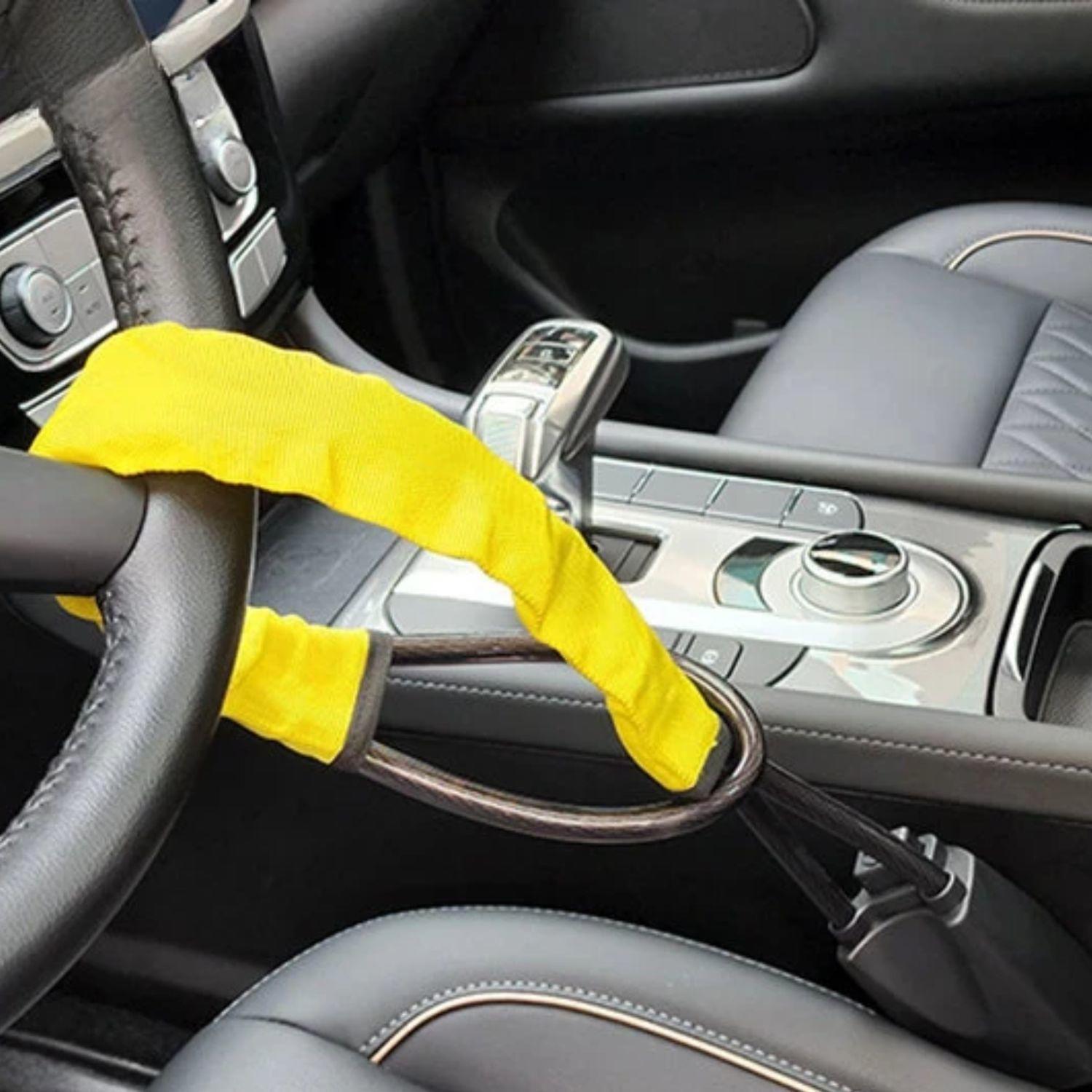 Bloqueo Volante Automóvil Cinturón Seguridad Amarillo-3