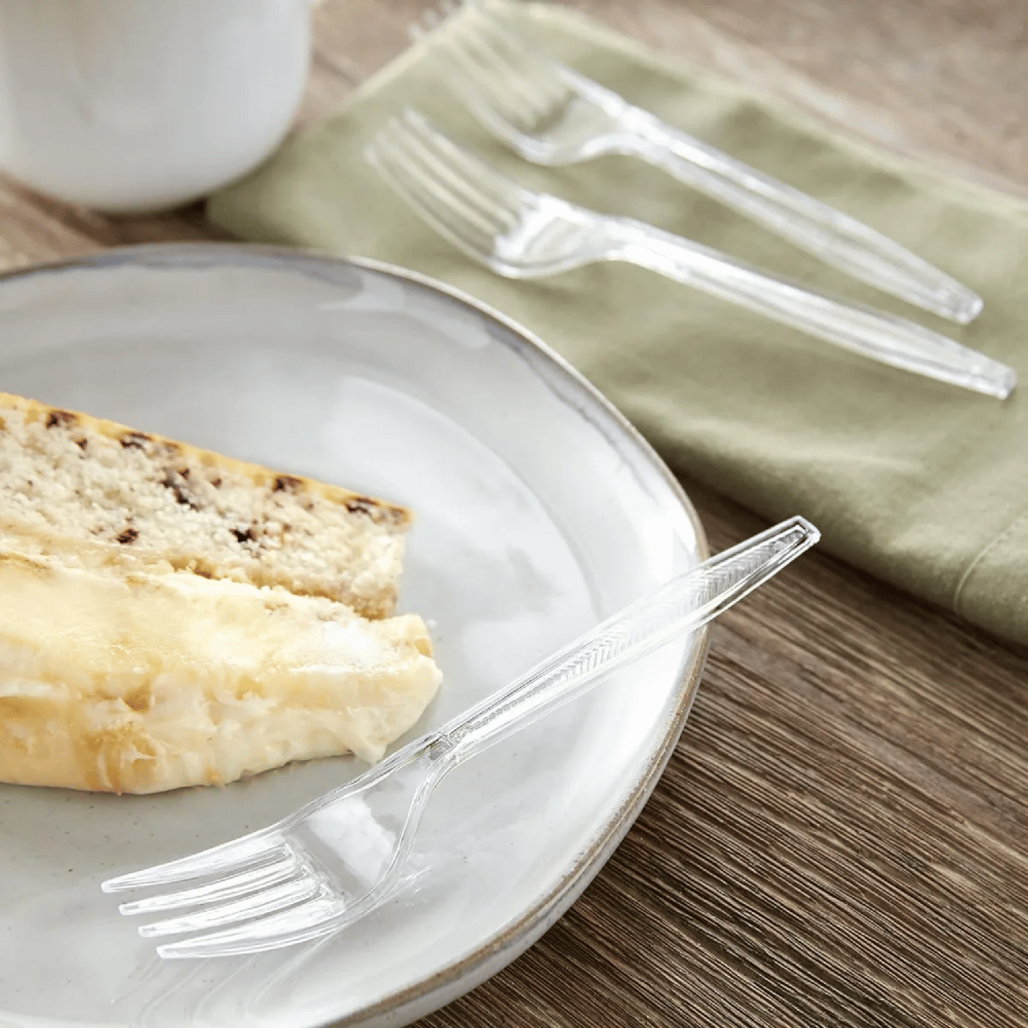 Pack 100 Tenedores Transparentes Reutilizable Blanco-5