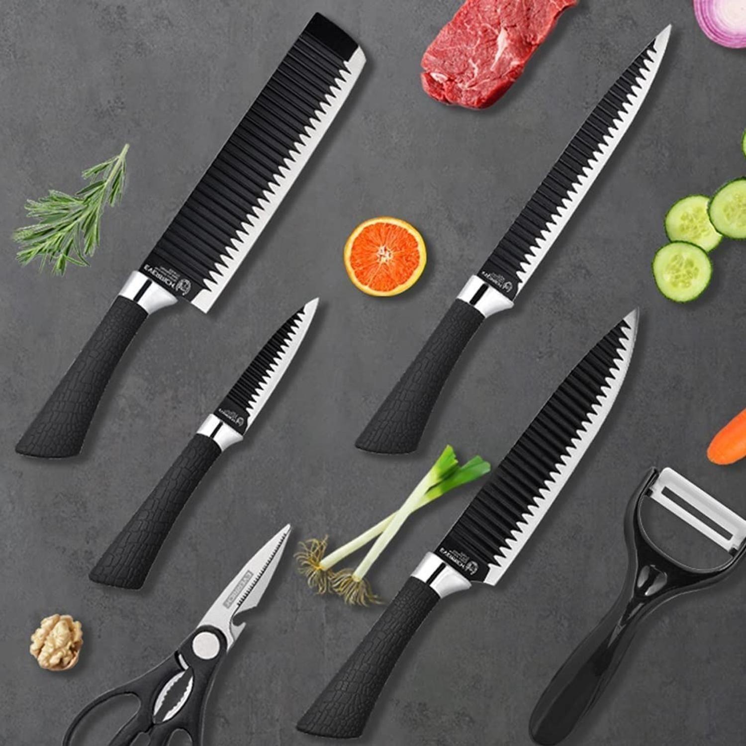 Set Cuchillo Acero Inoxidable 6 Piezas Antibacterial Negro-3