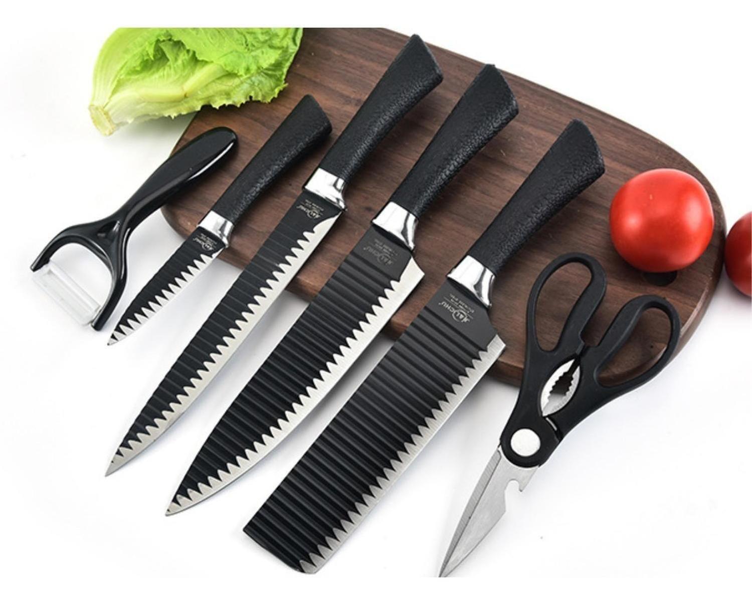 Set Cuchillo Acero Inoxidable 6 Piezas Antibacterial Negro-5