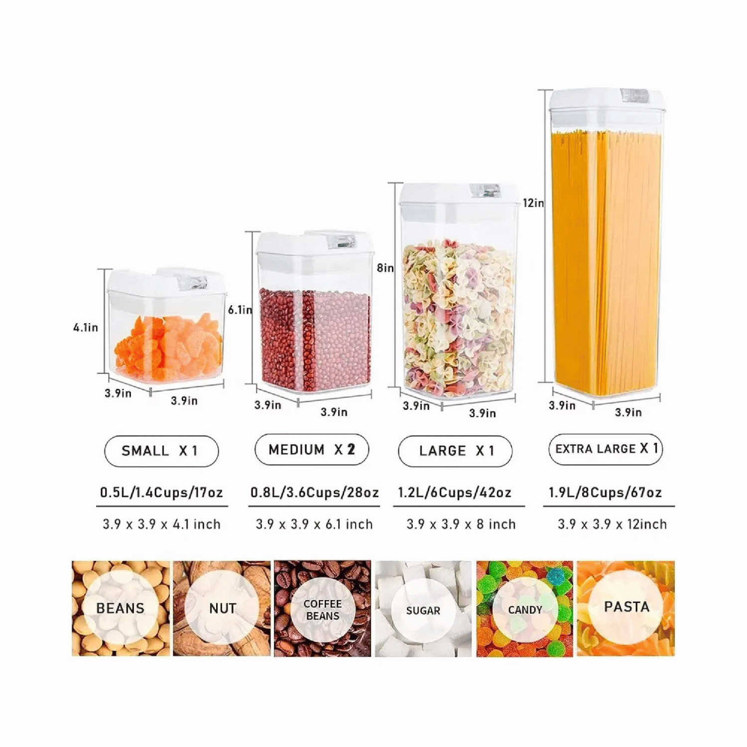 Set 5 Contenedores alimentos Tapa Hermetica-4