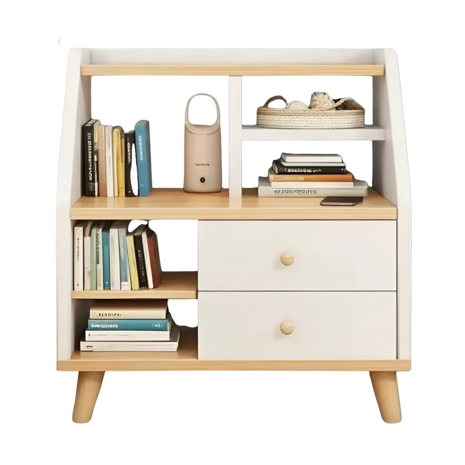Velador 2 Cajones Madera 50x30x61 CM Blanco-0