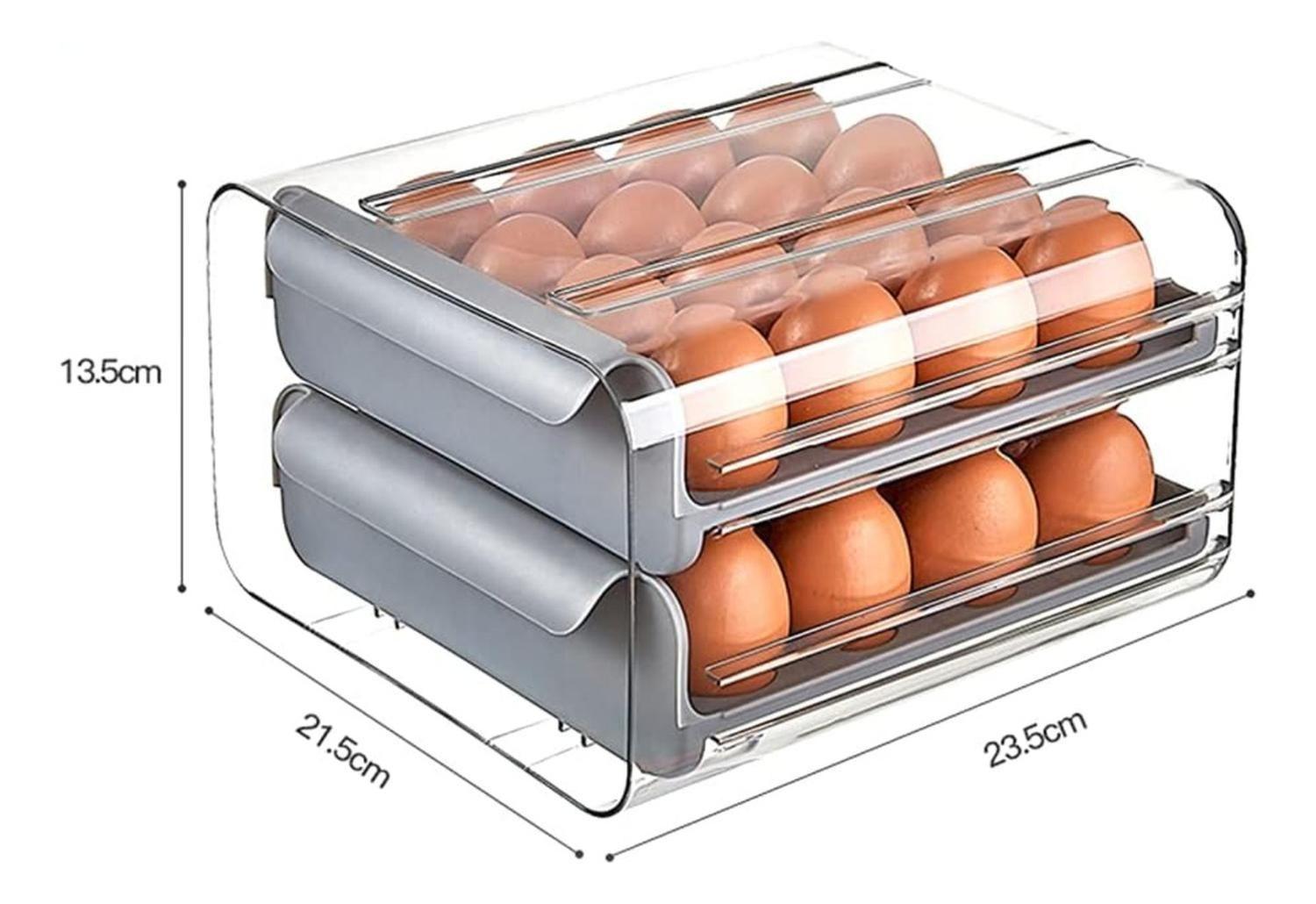 Organizador Portahuevos 2 Niveles 32 Huevos 26x23 CM Gris-3