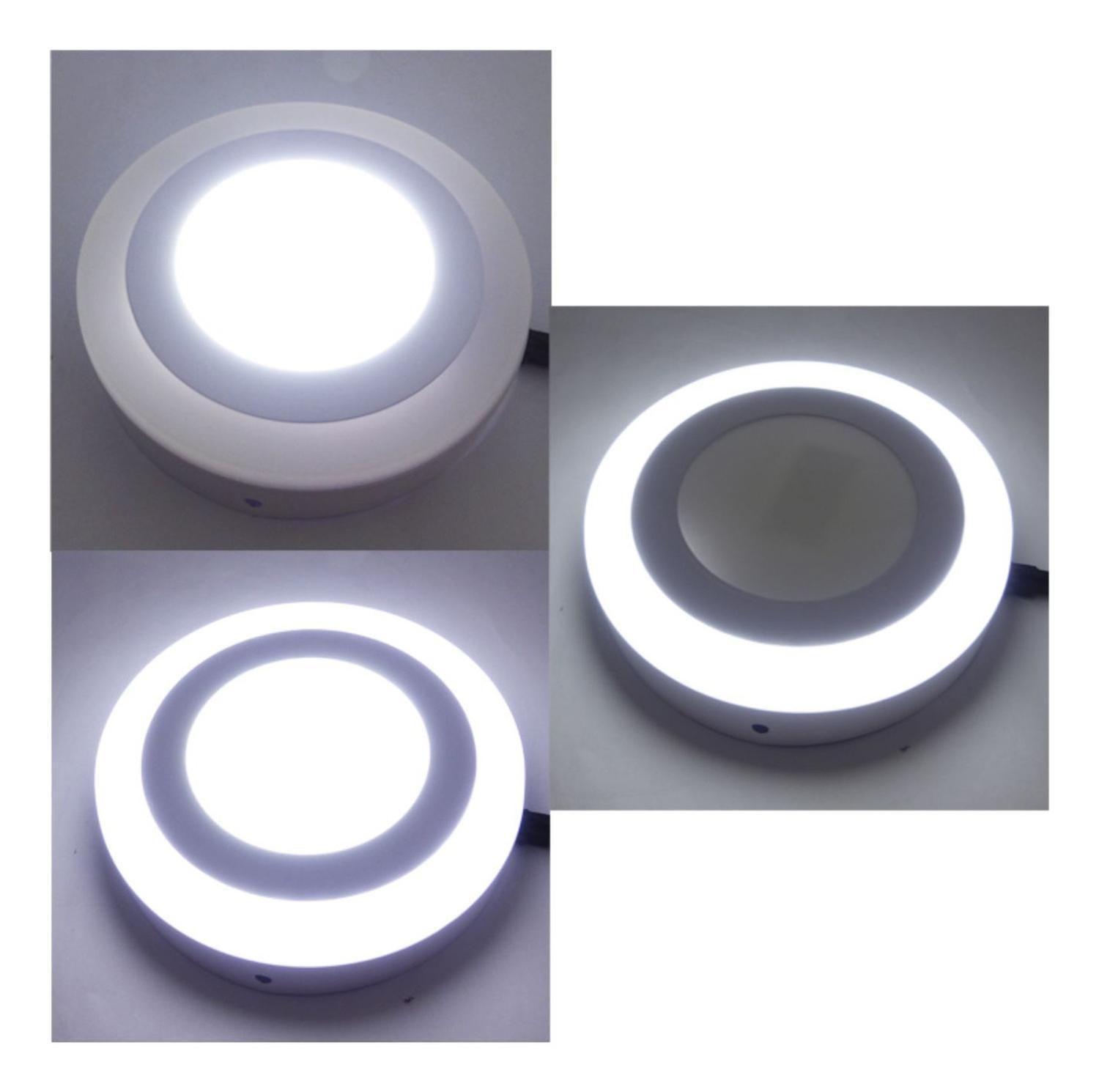 Foco LED Panel 18+6 Watt Dúo Luz Centro Aro Borde Blanco Sobrepuesto-3