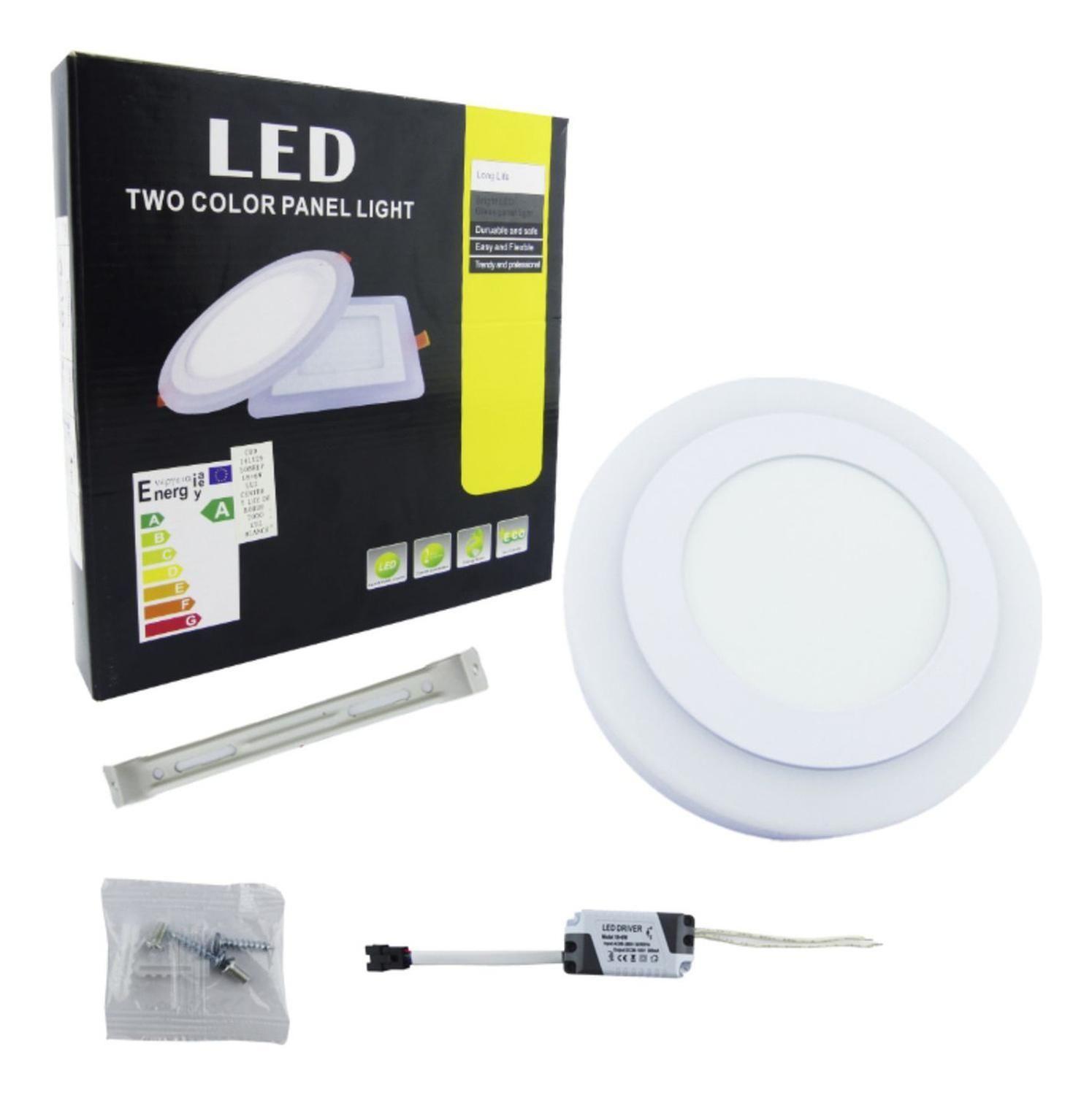 Foco LED Panel 18+6 Watt Dúo Luz Centro Aro Borde Blanco Sobrepuesto-4