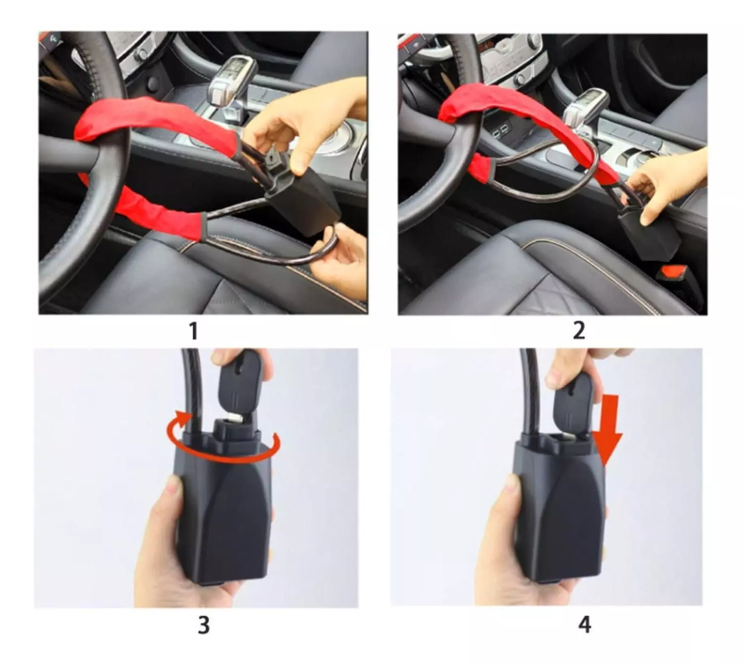 Bloqueo Volante Automóvil Cinturón Seguridad Rojo-3