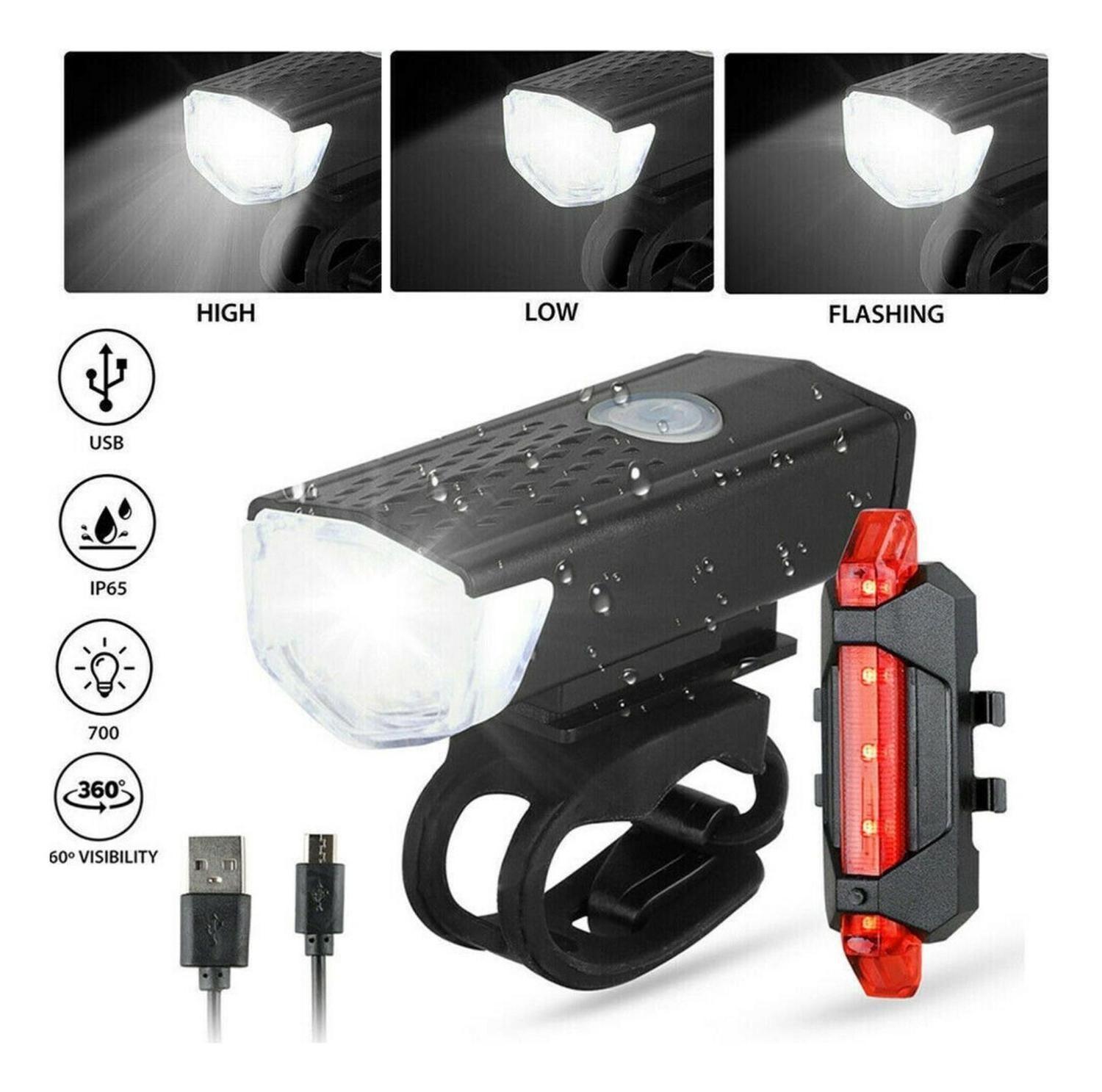 Kit Luces LED Delantera Trasera Bicicleta Recargable-3