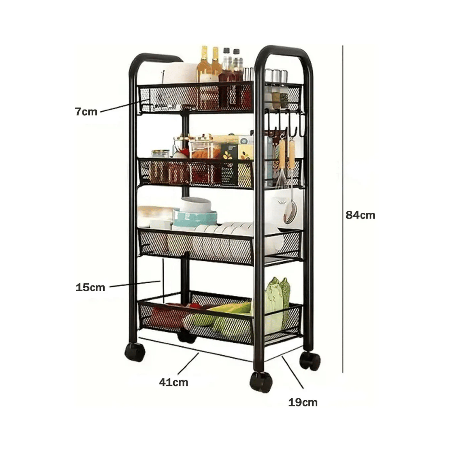 Carro Organizador Multiuso 4 Niveles 84x41x19 CM Metal-2