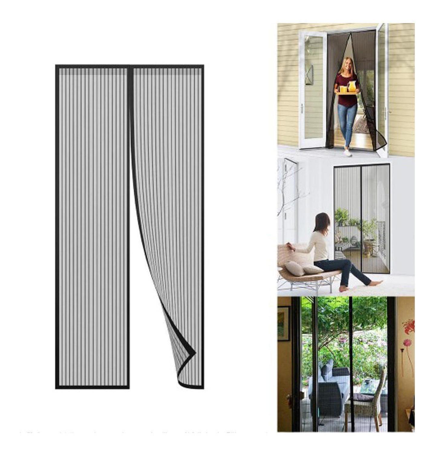 Malla Cortina Puerta Magnético Mosquitos Insectos Negra-3