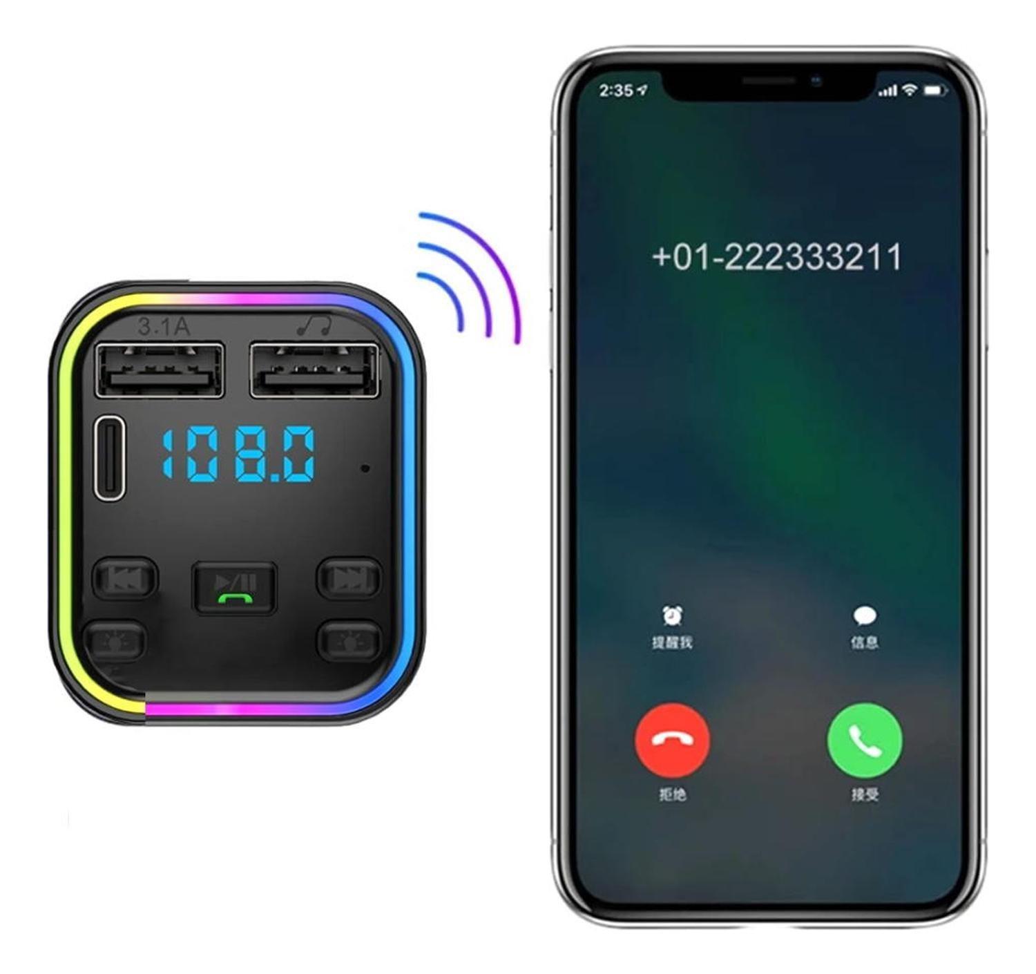 Reproductor MP3 Transmisor FM PD Tipo-C USB LED Automóvil-2