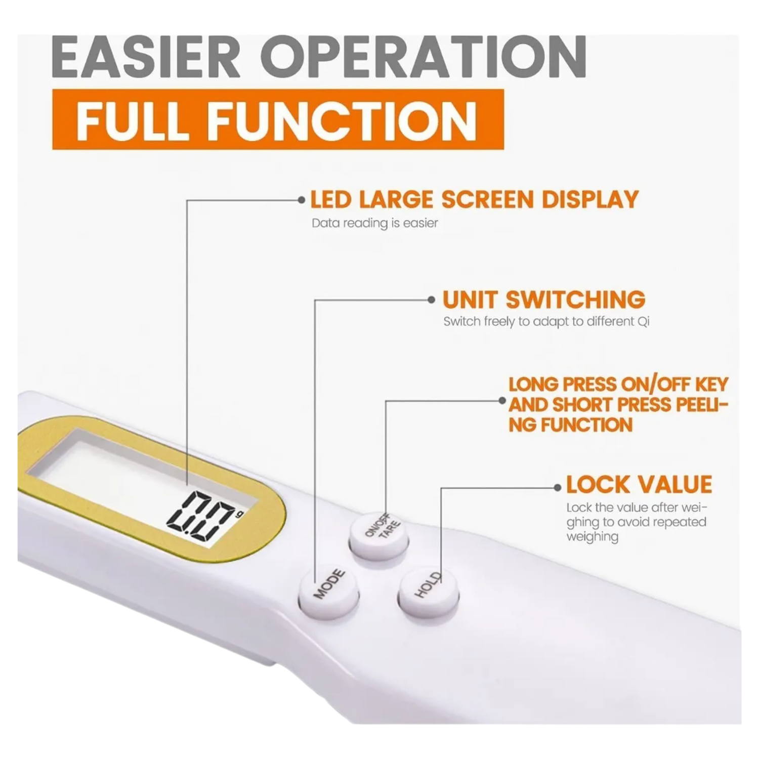 Gramera Digital 500g Cuchara Medidora Alimentos - Blanco-3
