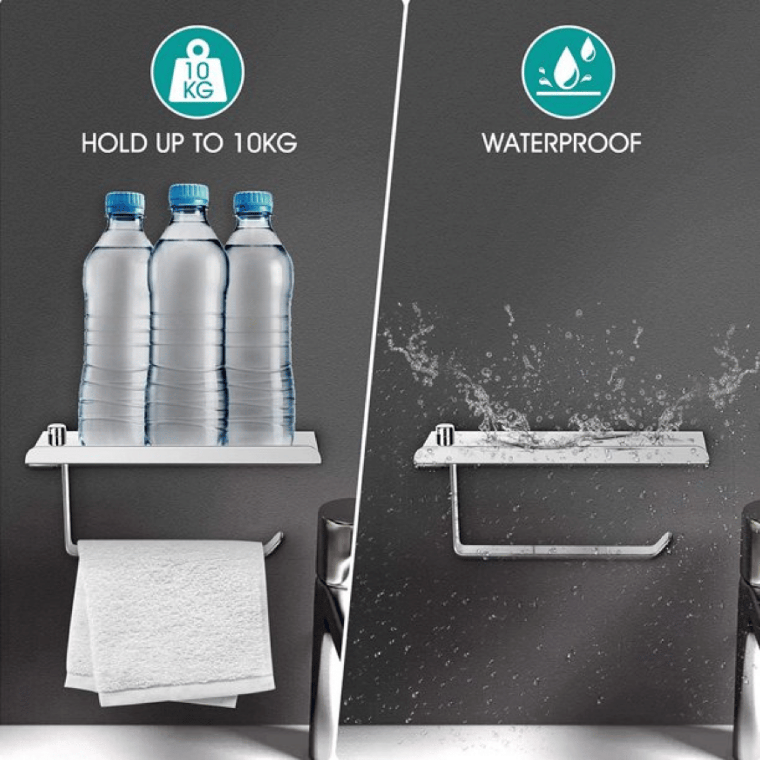 Soporte Porta Rollo Papel Higiénico Estante Soporte Celular Integrado Plateado-5