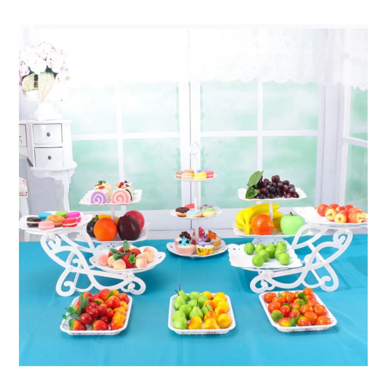 Set 10 Piezas Porta Torta Cupcake Queques Pasteles Blanco-4