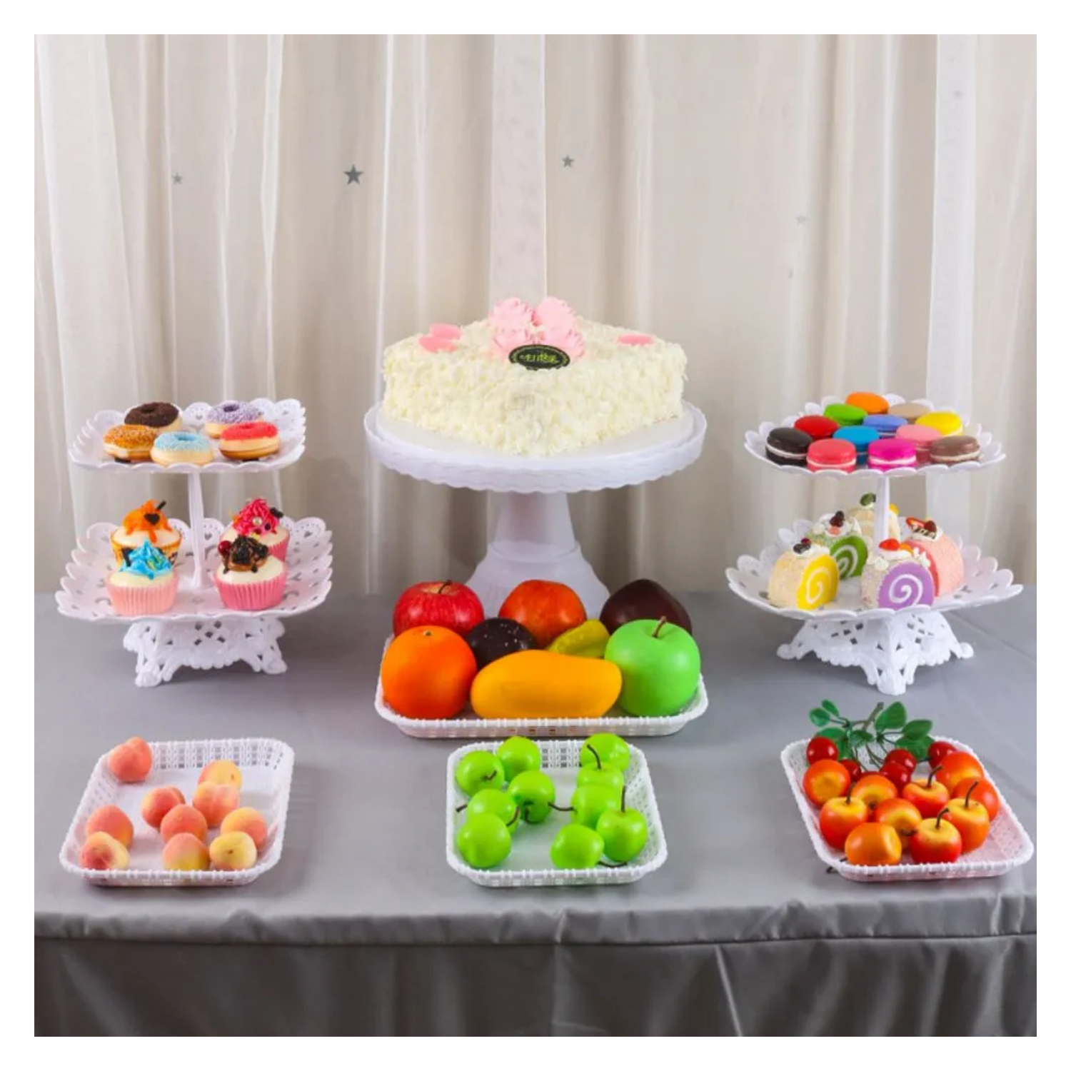 Set 10 Piezas Porta Torta Cupcake Queques Pasteles Blanco-5