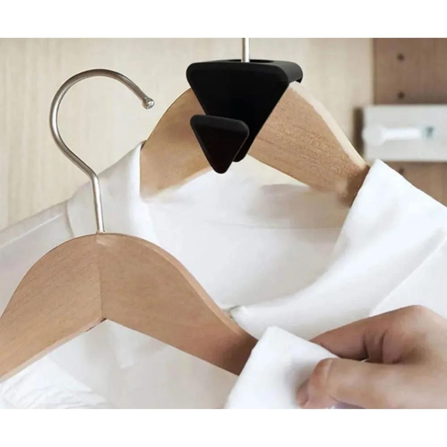 Pack 18 Ganchos Colgadores Ropa Triángulares Negro-2