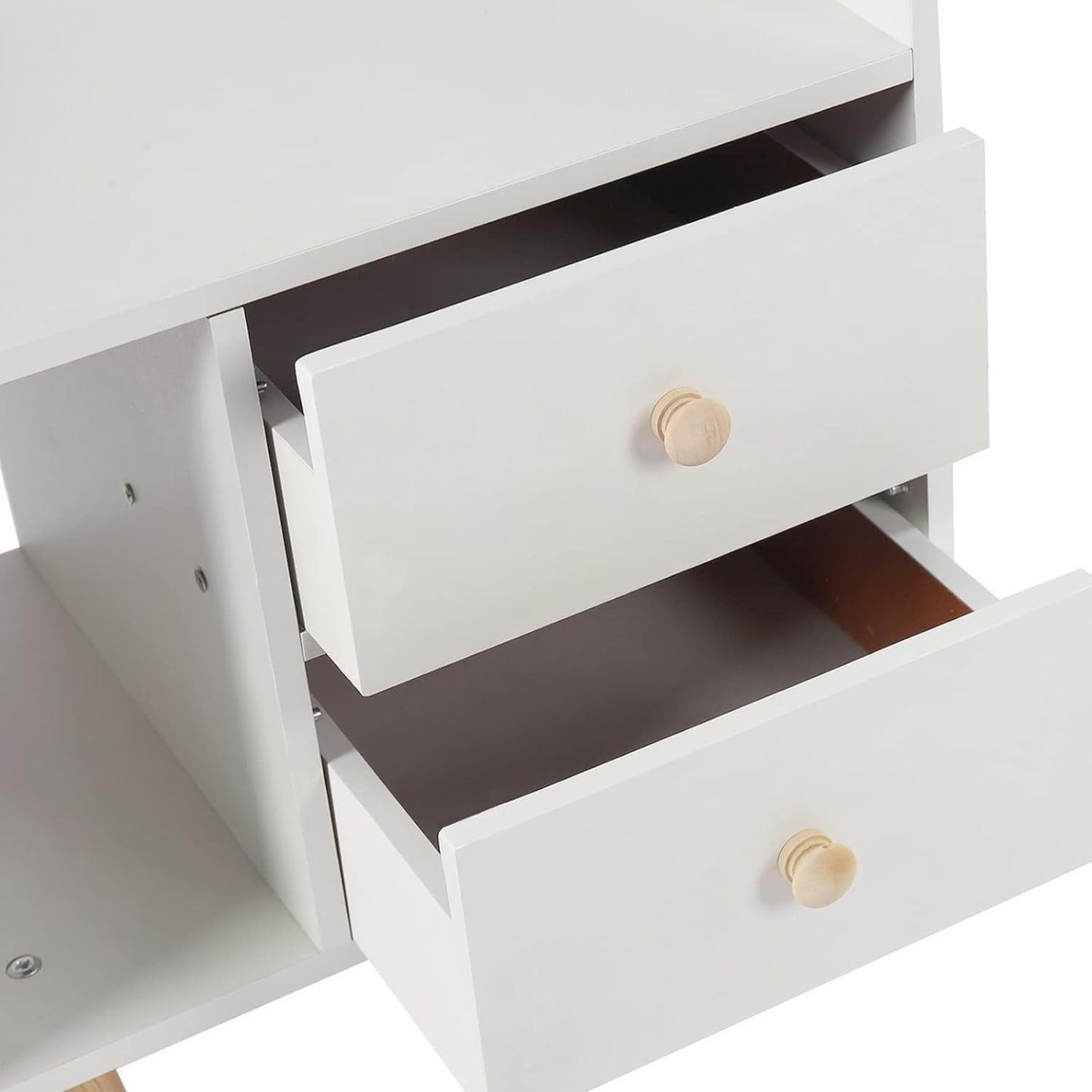 Velador 2 Cajones Madera 43x30x48 CM Blanco-2