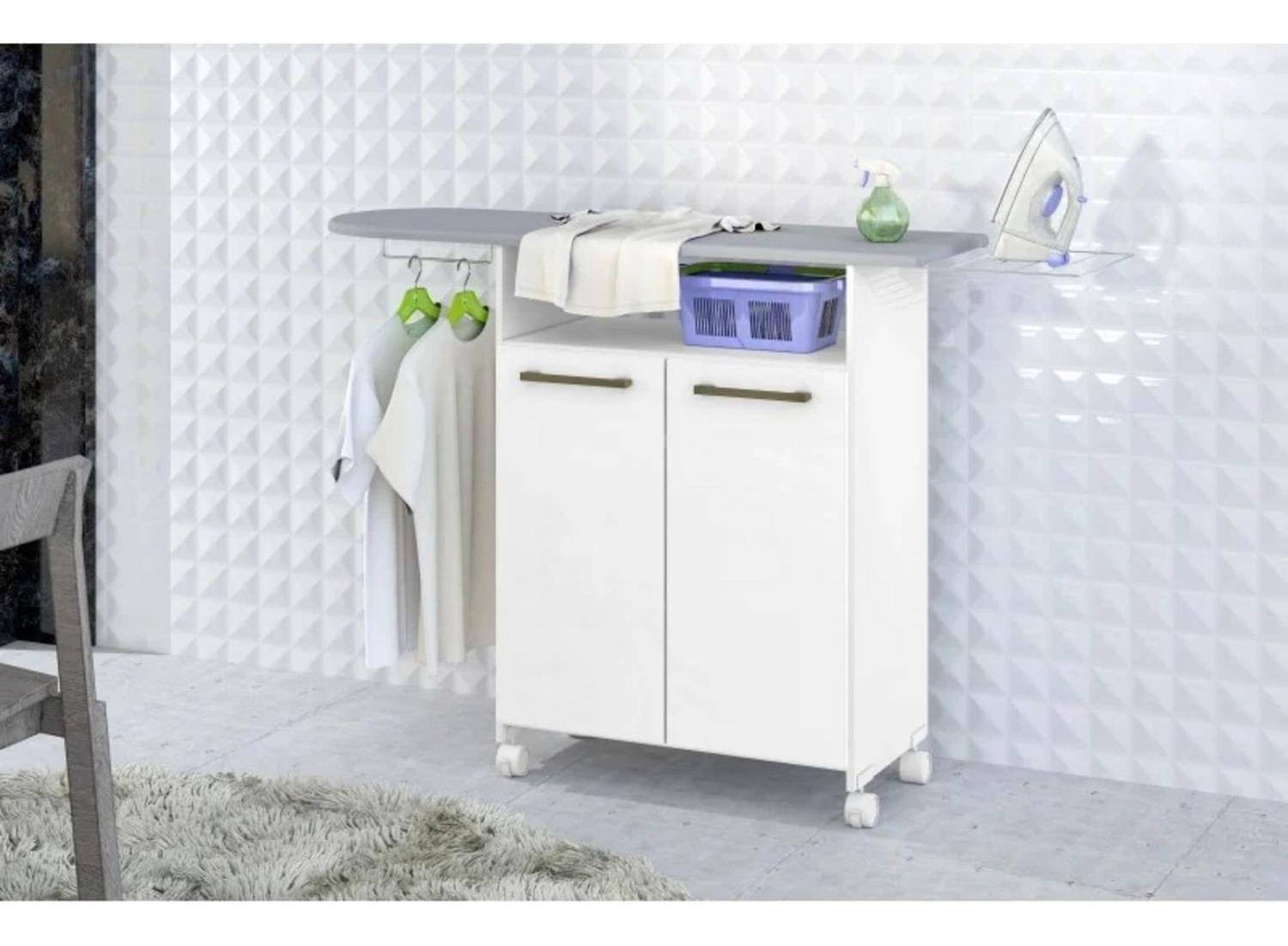 Mueble Tabla Planchar Ruedas Blanco-4