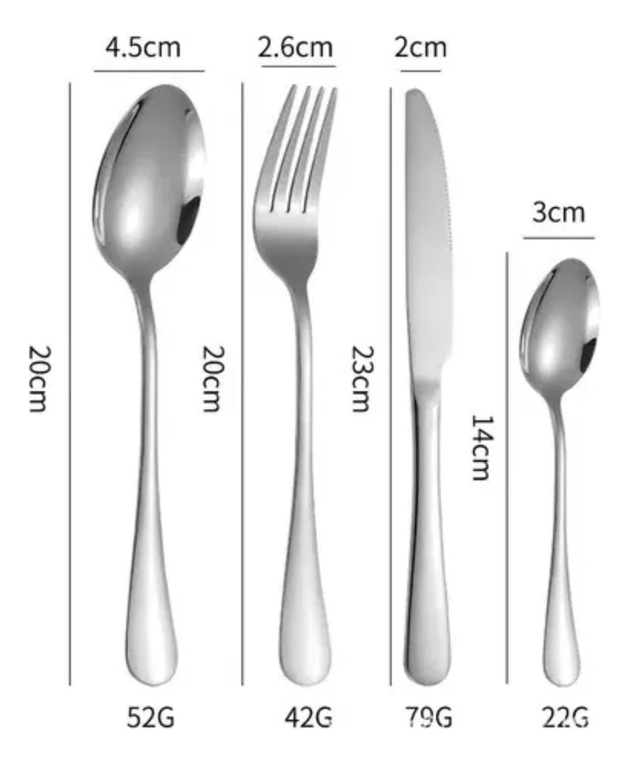 Set Cubiertos 24 Piezas Acero Inoxidable DLX-2