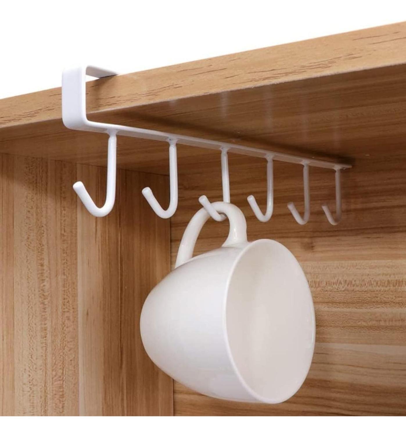 Colgador Organizador Soporte Tazas Utensilios Cocina Metal Blanco-3