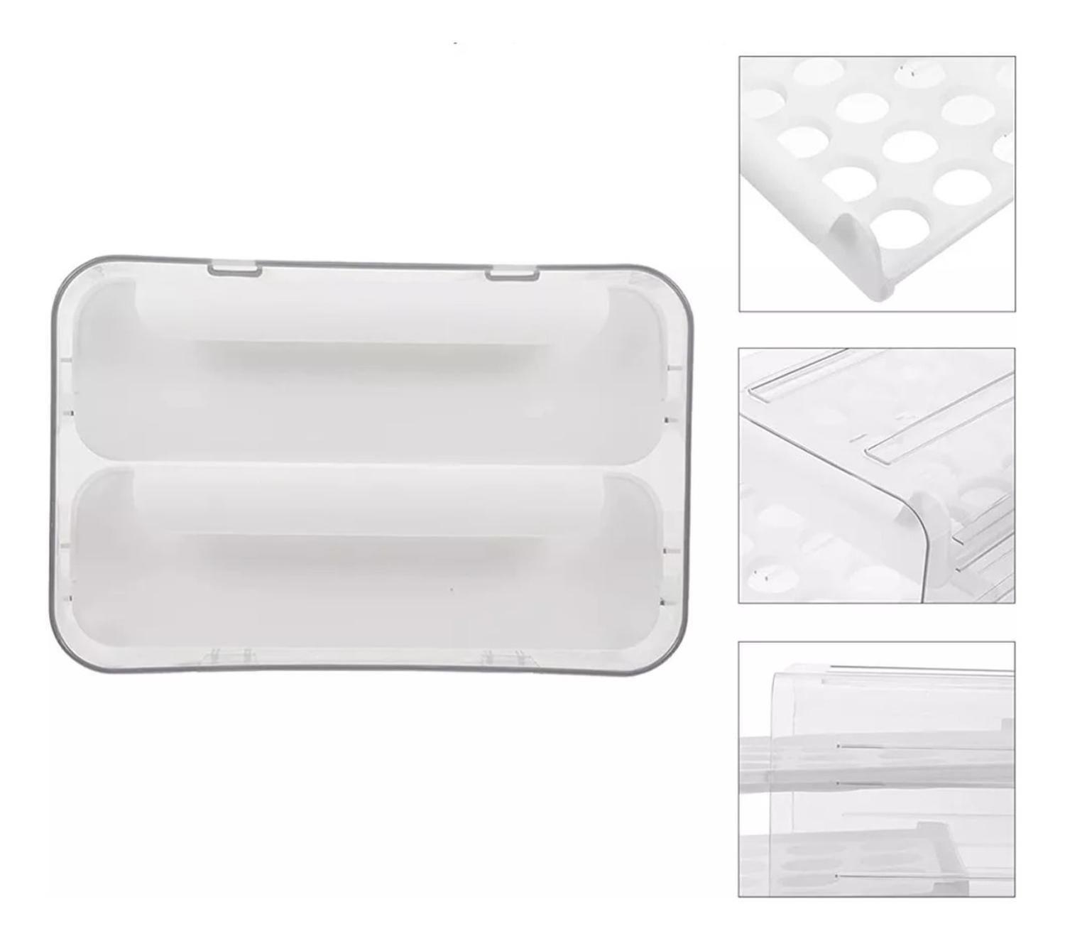 Organizador Portahuevos 2 Niveles 32 Huevos 26x23 CM Blanco-2