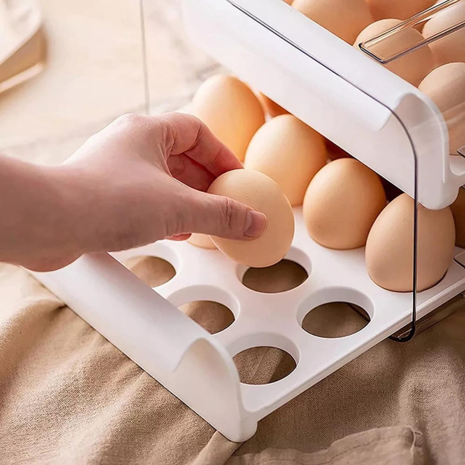 Organizador Portahuevos 2 Niveles 32 Huevos 26x23 CM Blanco-3