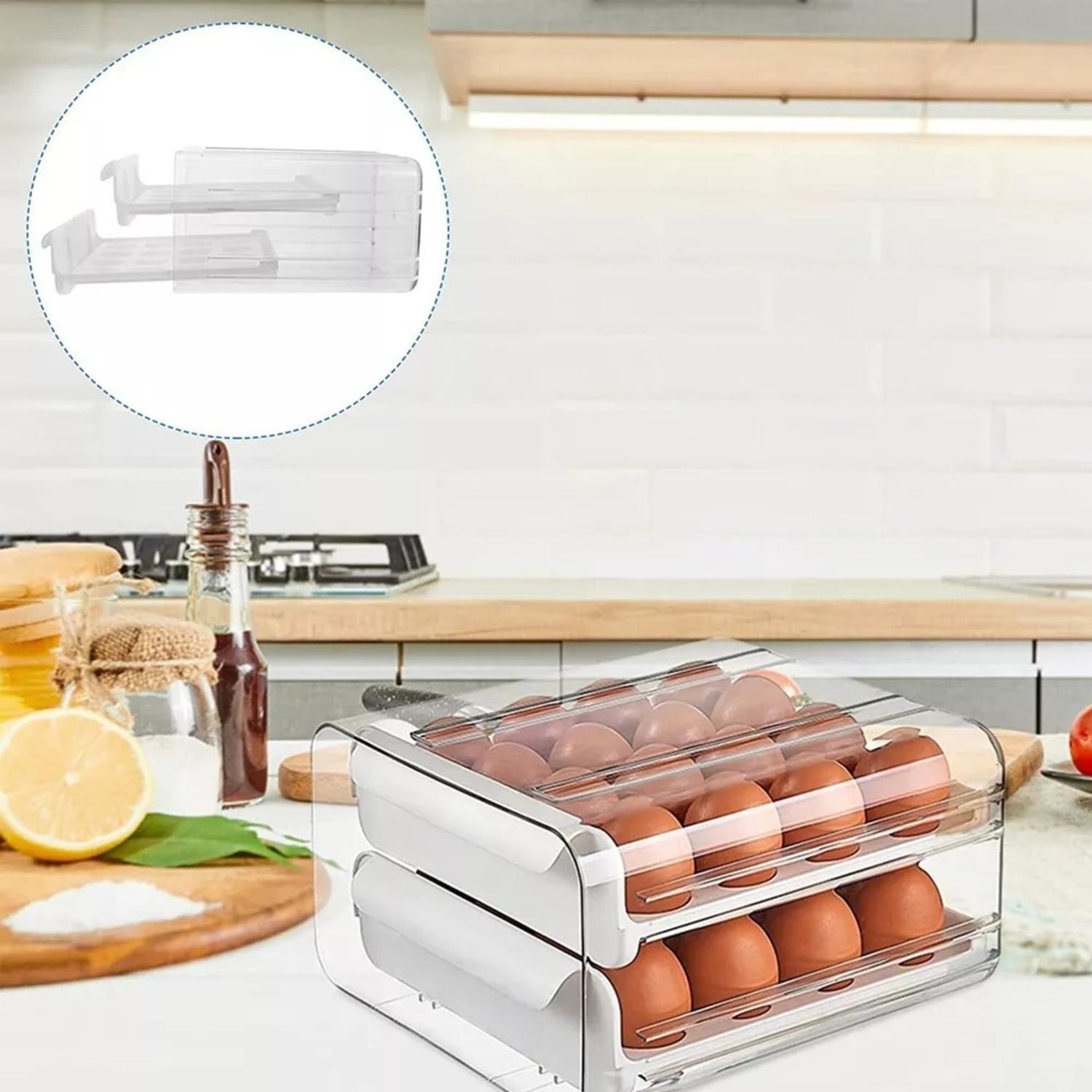 Organizador Portahuevos 2 Niveles 32 Huevos 26x23 CM Blanco-4