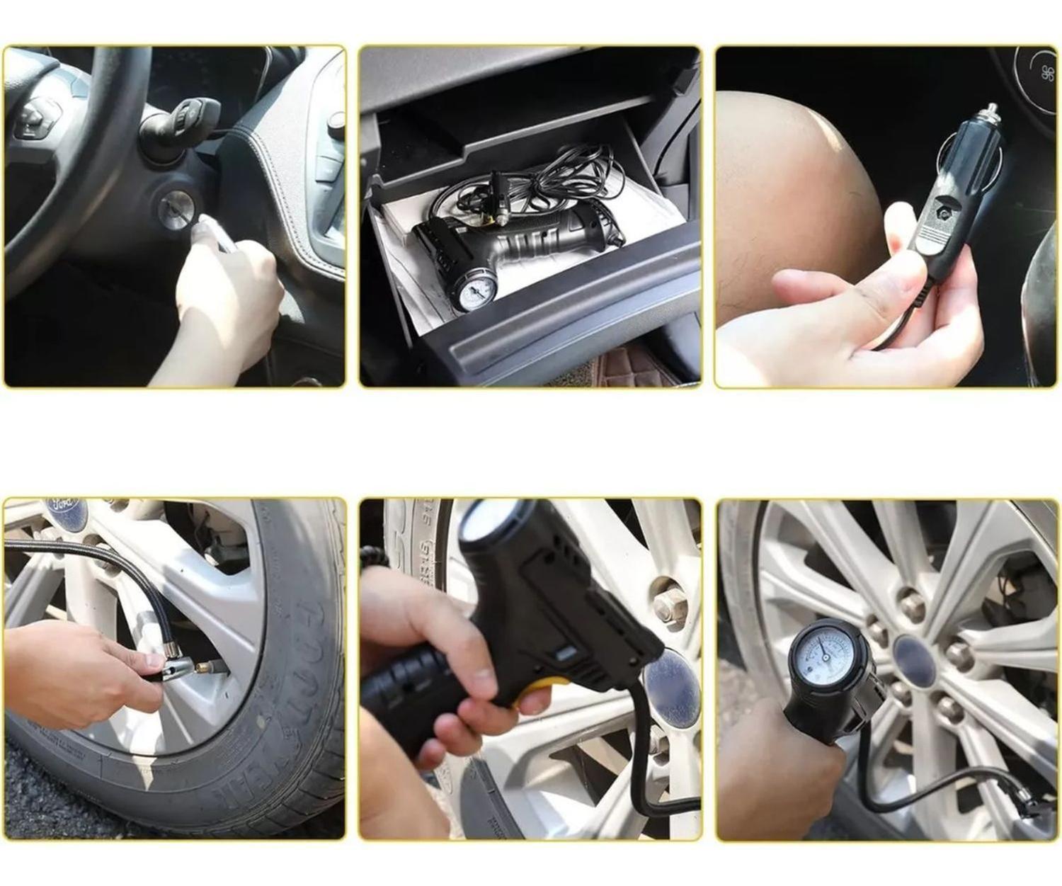 Compresor Portátil 12 V 120 Watt Infla Neumático Auto Negro-7