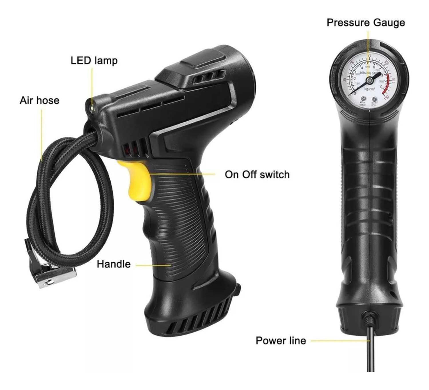 Compresor Portátil 12 V 120 Watt Infla Neumático Auto Negro-9