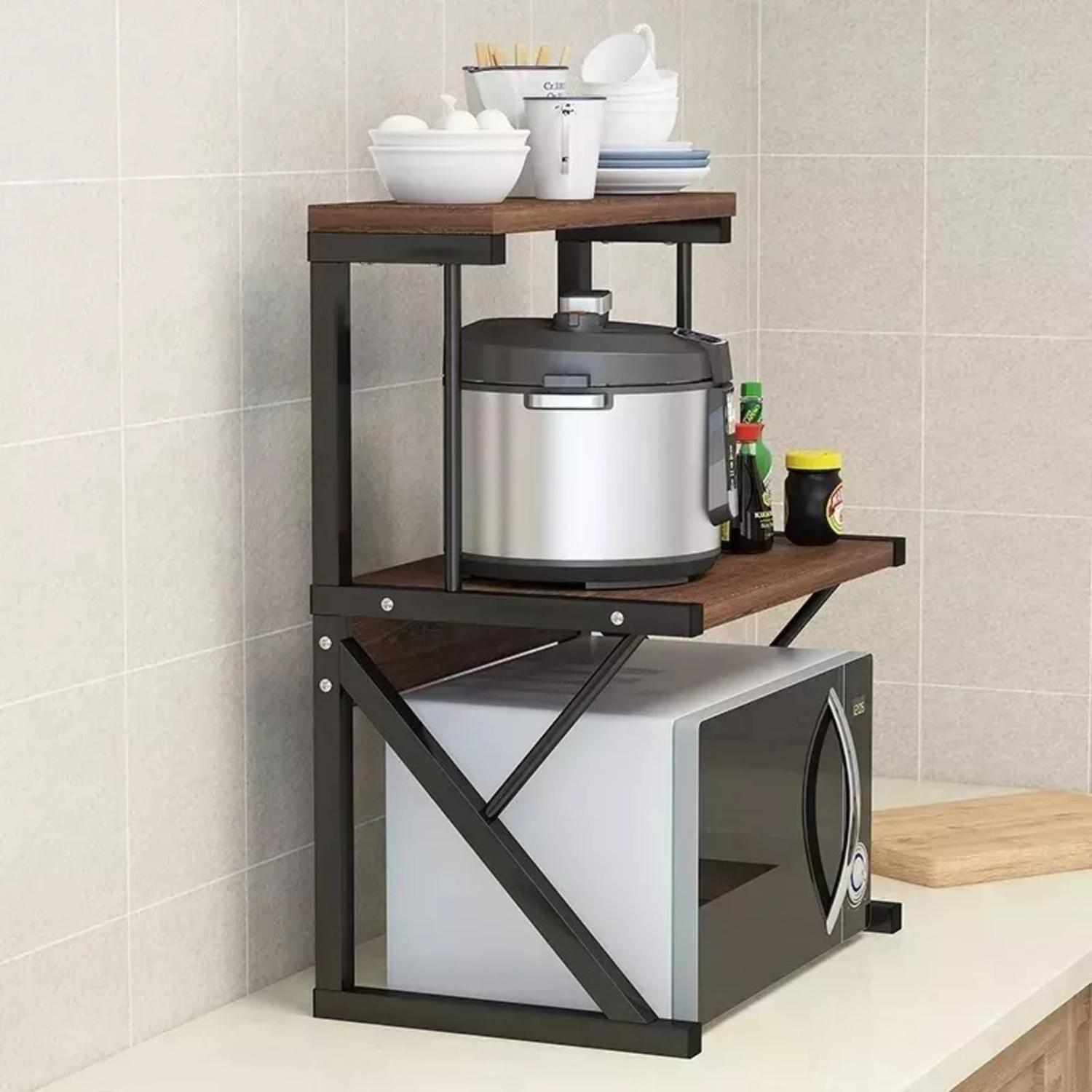 Estante Rack Cocina Microondas Organizador Negro 64x54x37 CM-3
