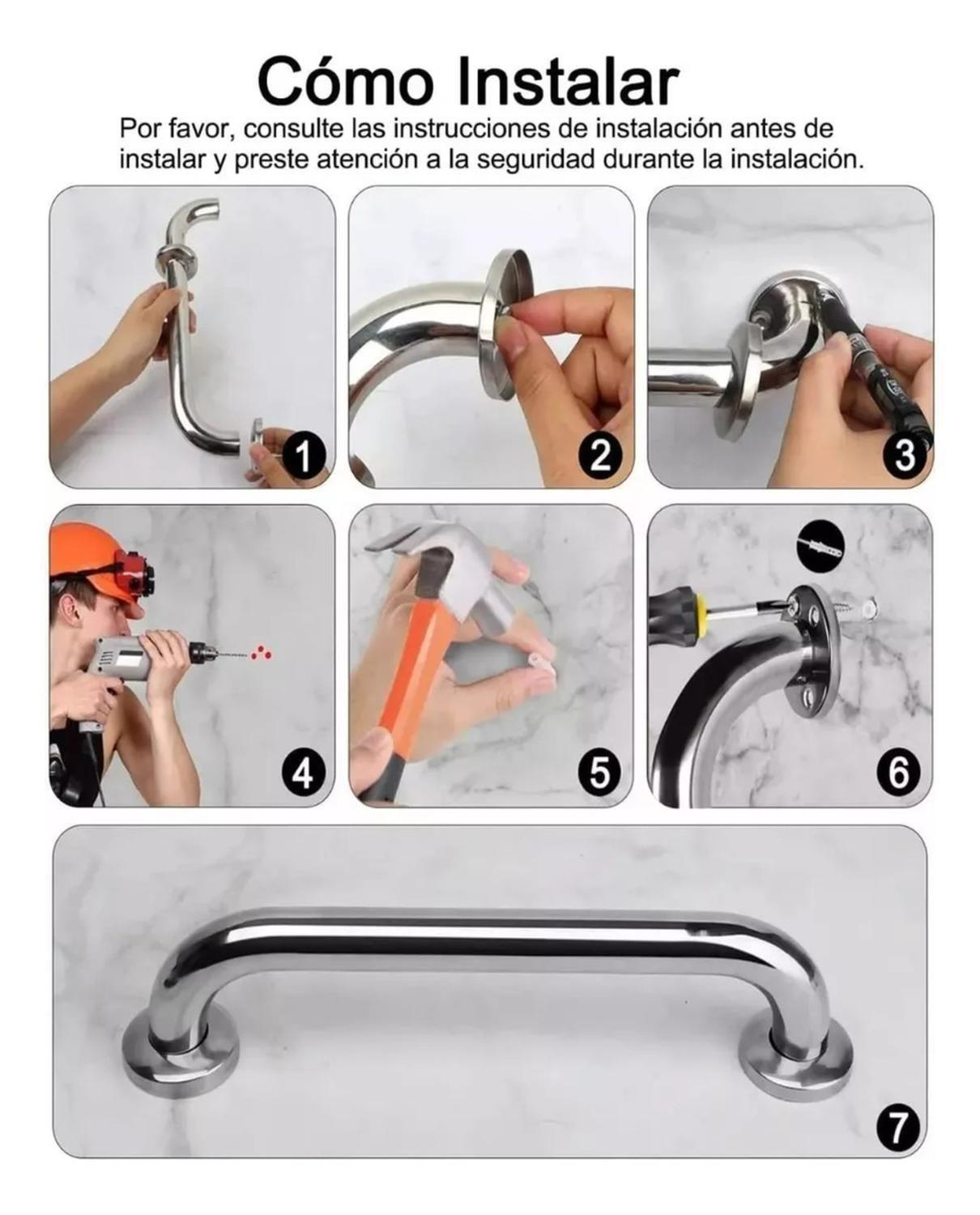 Pack 3 Manillas Barra Seguridad Ducha Bañera Pasamanos-3