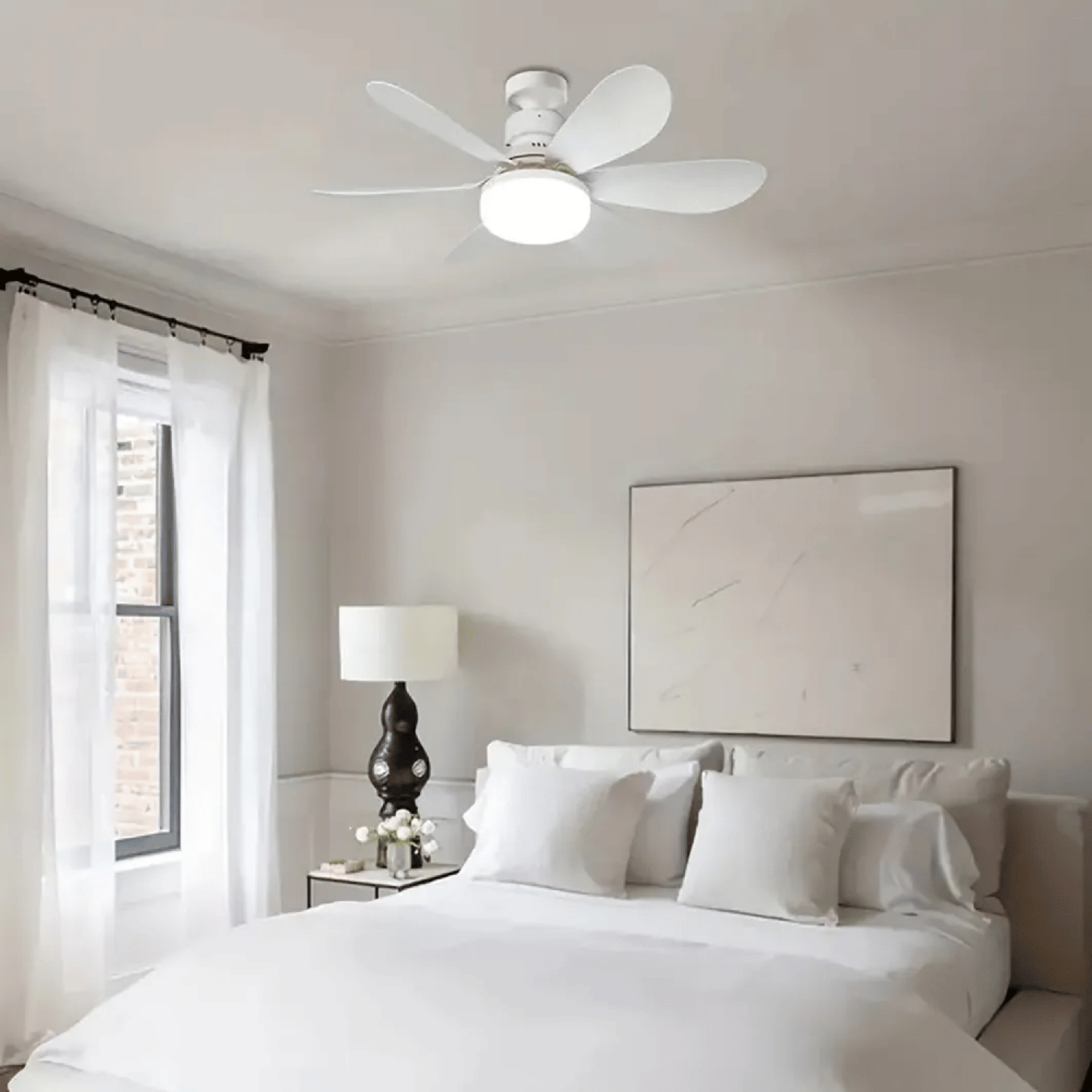 Foco Lampara LED Ventilador Flor Techo 40 Watt Control-4