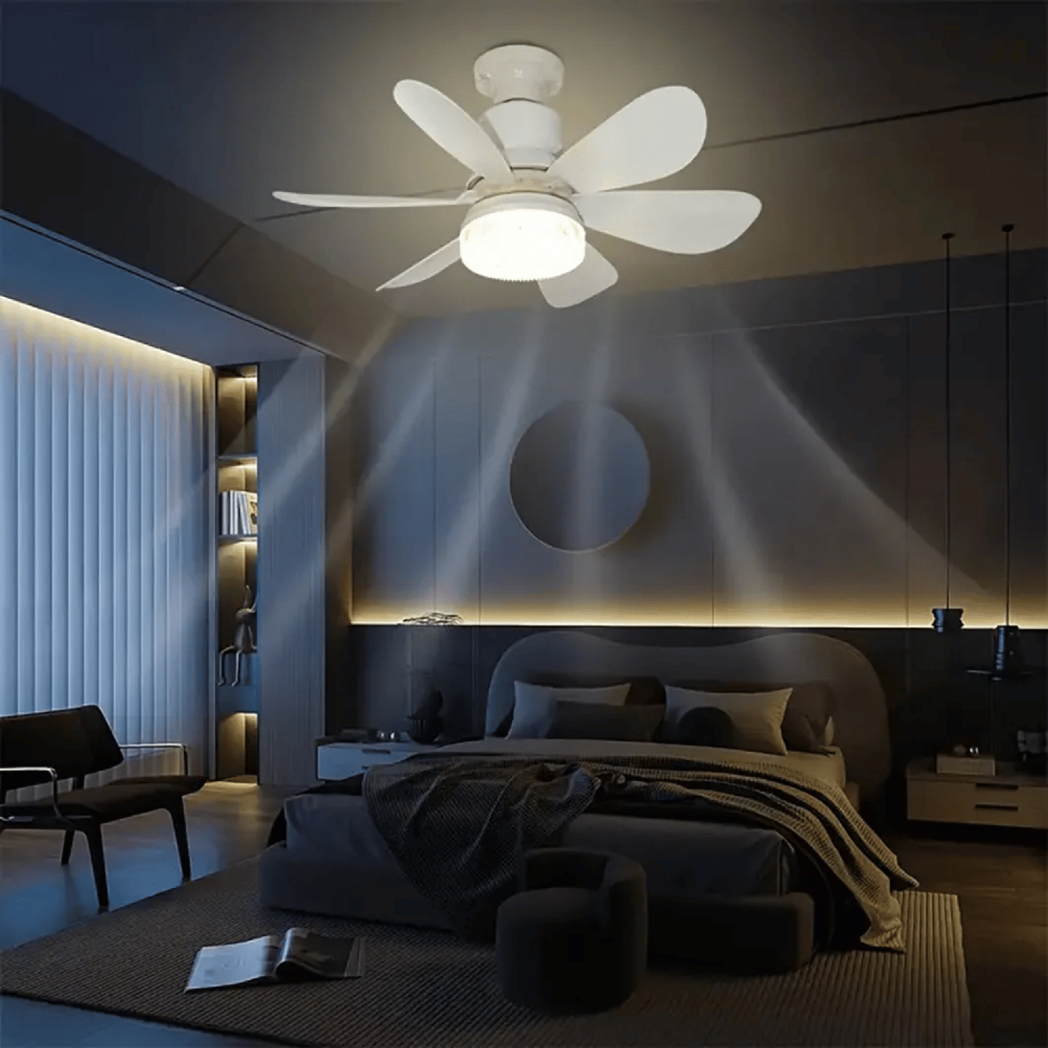 Foco Lampara LED Ventilador Flor Techo 40 Watt Control-5