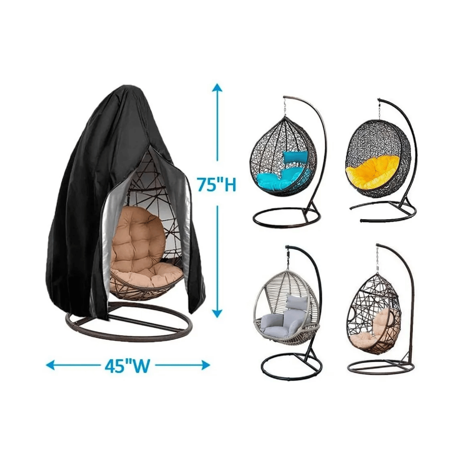 Funda Silla Colgante Impermeable 230x100 CM Negro-3